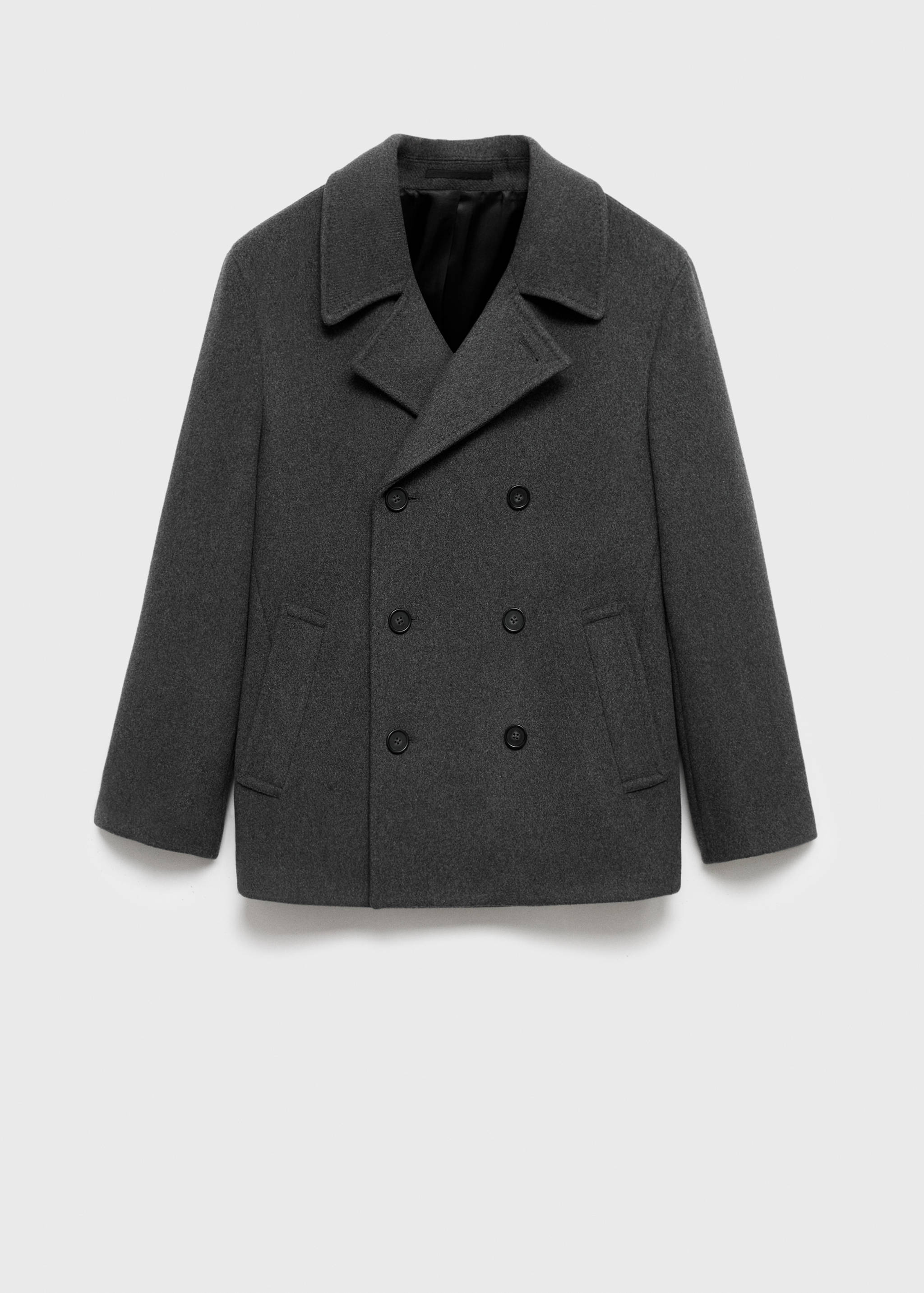 Wool double-breasted coat with buttons - Article without model
