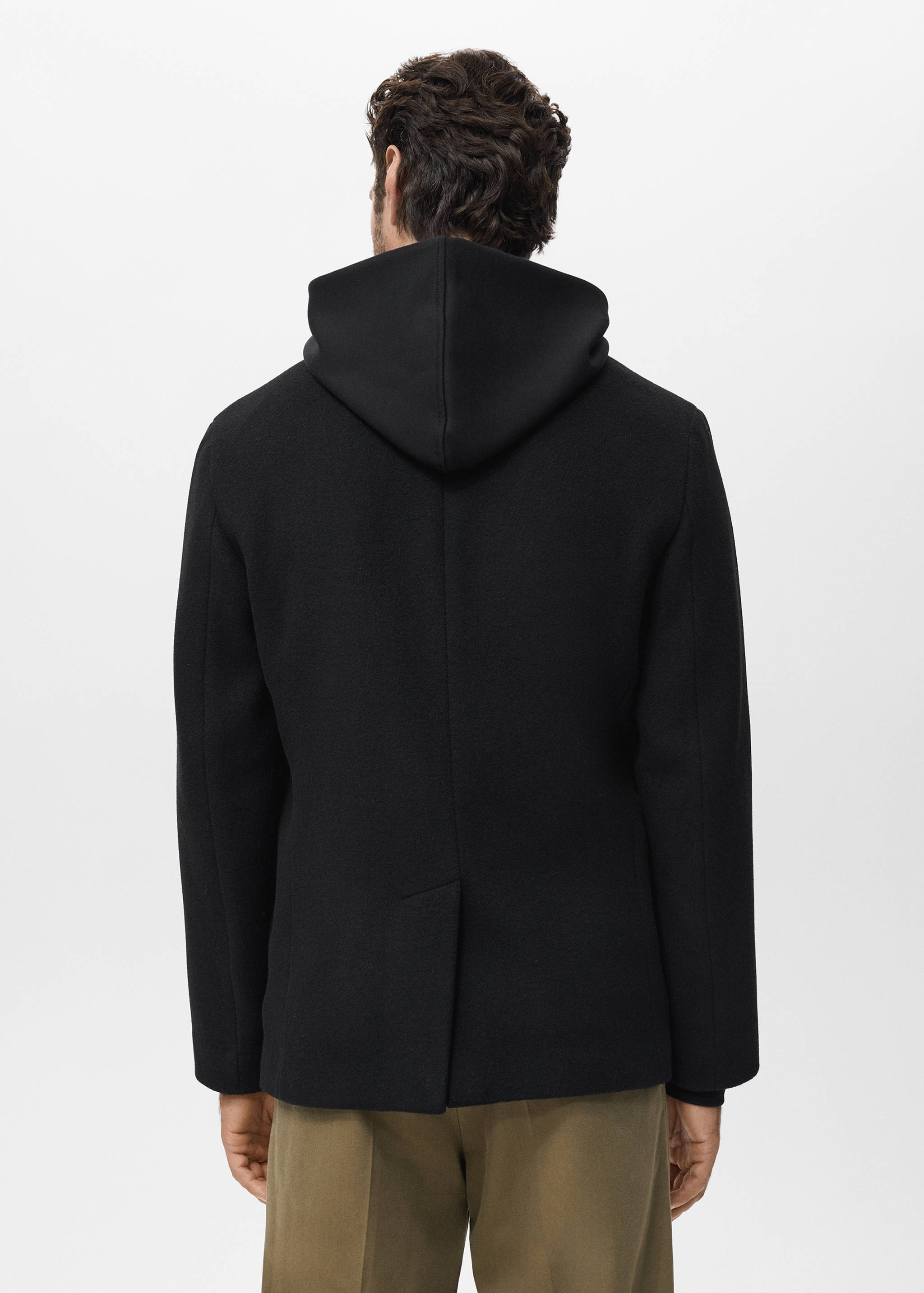 Wool double-breasted coat with buttons - Reverse of the article