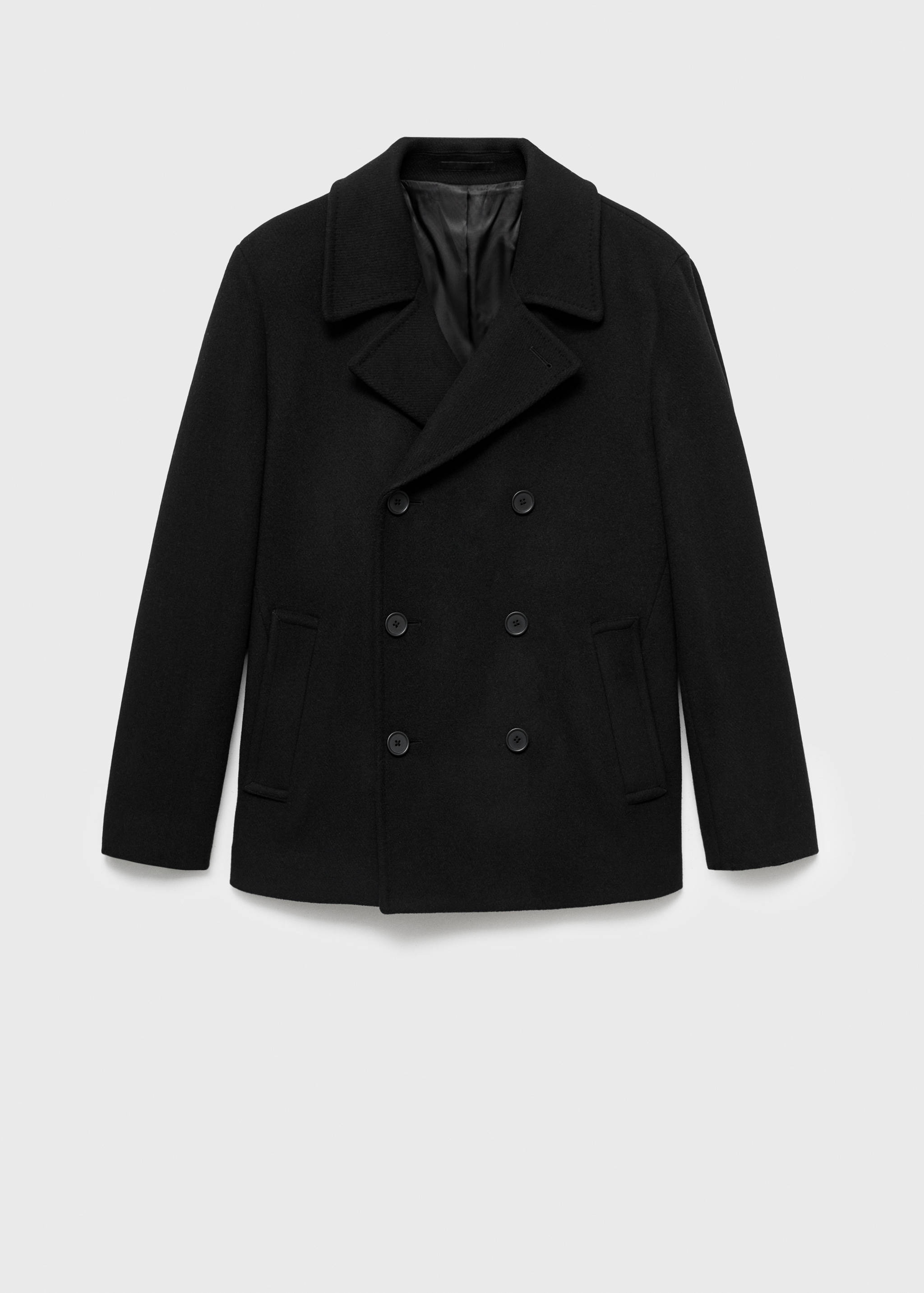 Wool double-breasted coat with buttons - Article without model