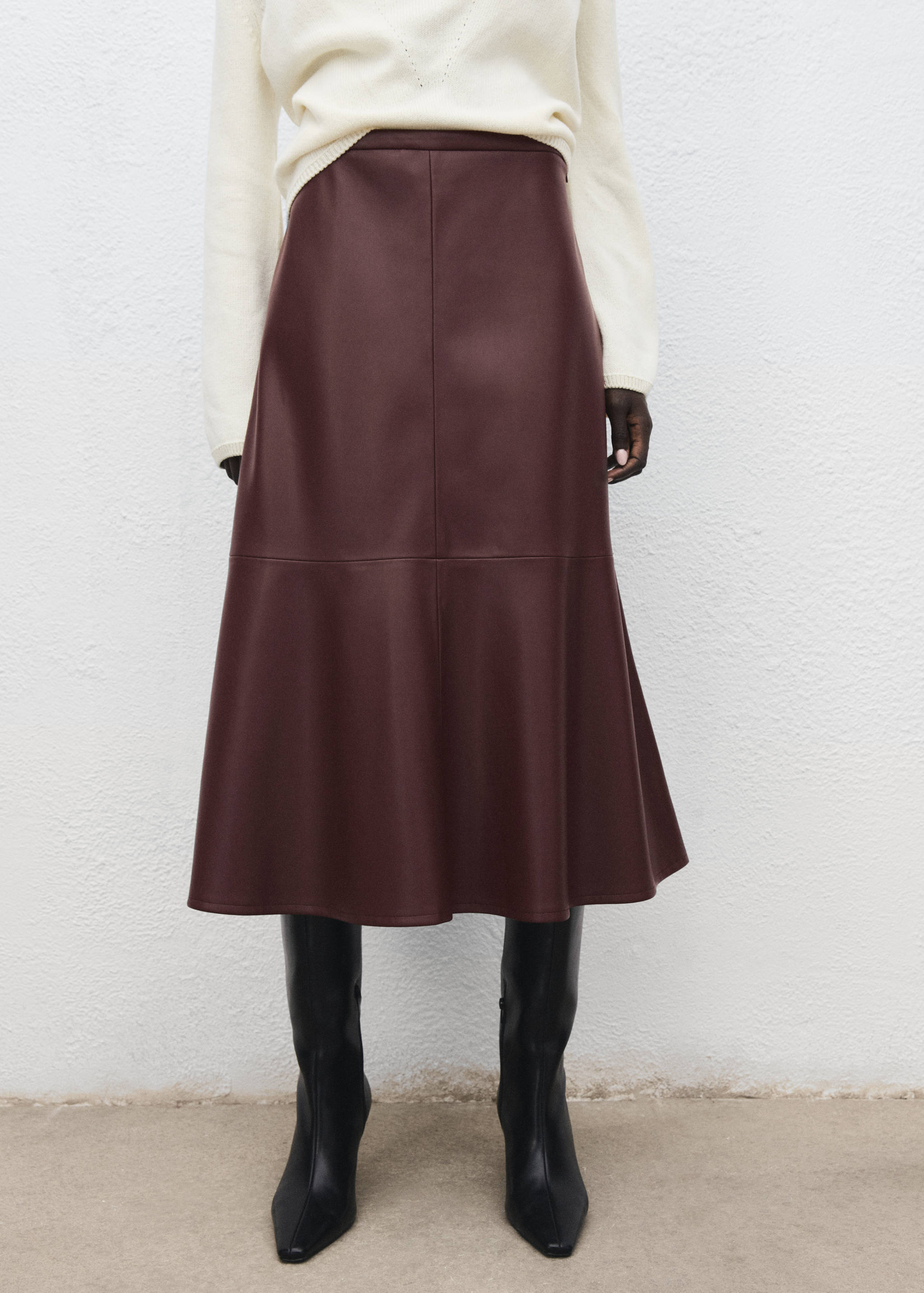 Faux-leather midi-skirt - Medium plane