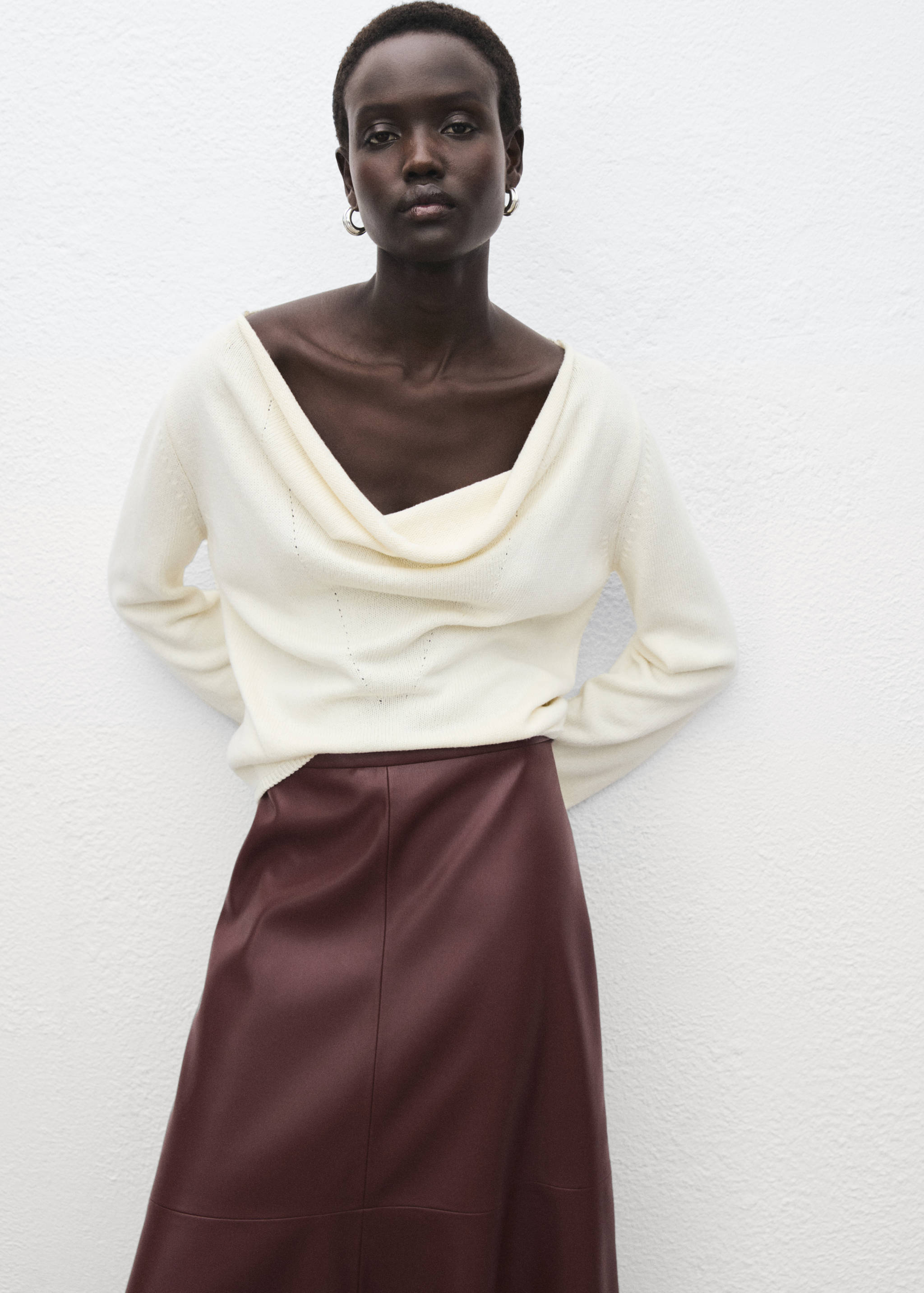 Faux-leather midi-skirt - Details of the article 1