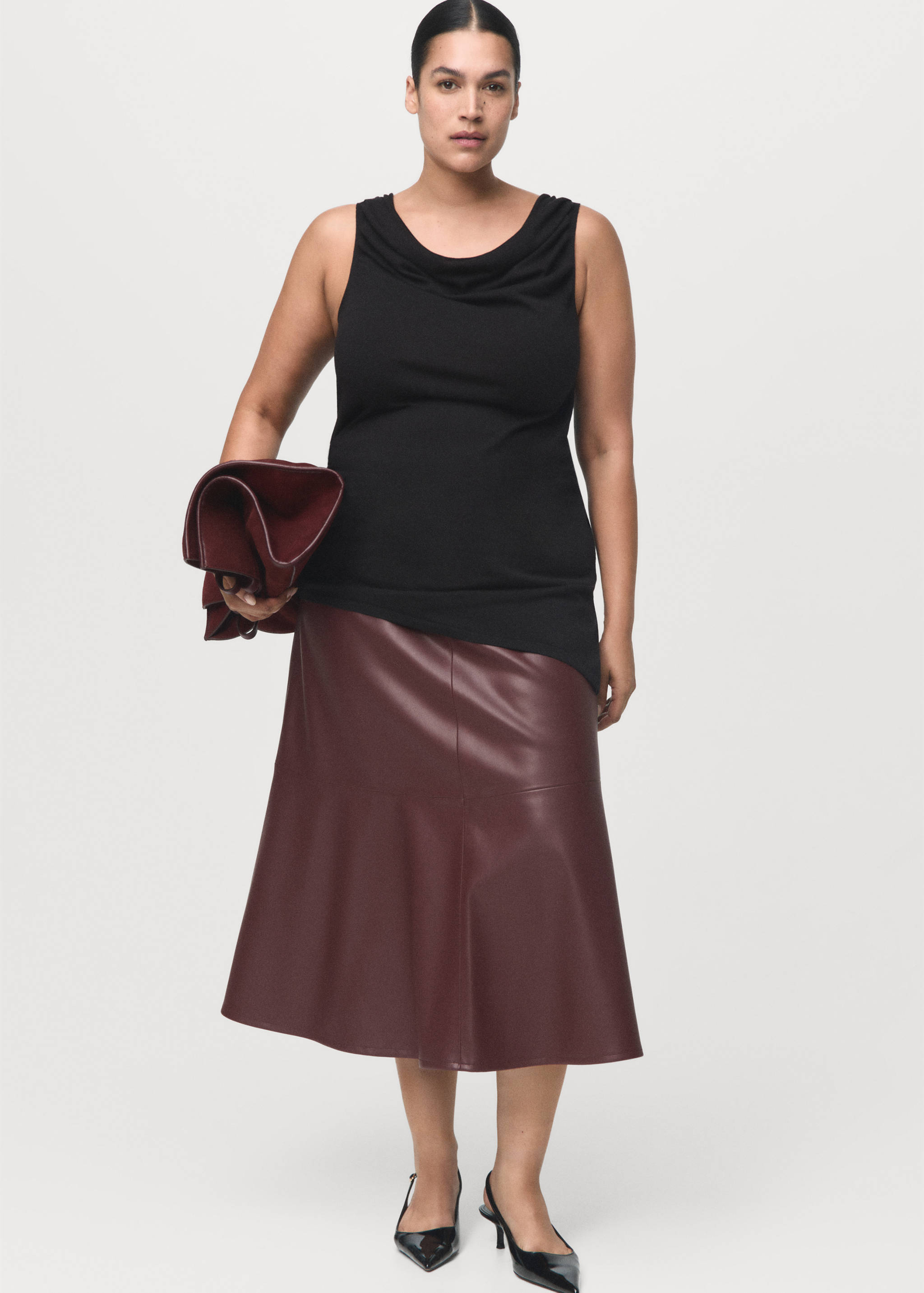 Faux-leather midi-skirt - Details of the article 3
