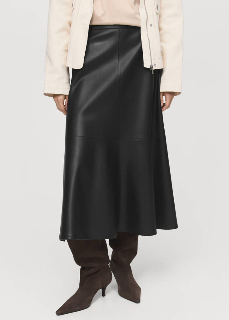 Faux-leather midi-skirt
