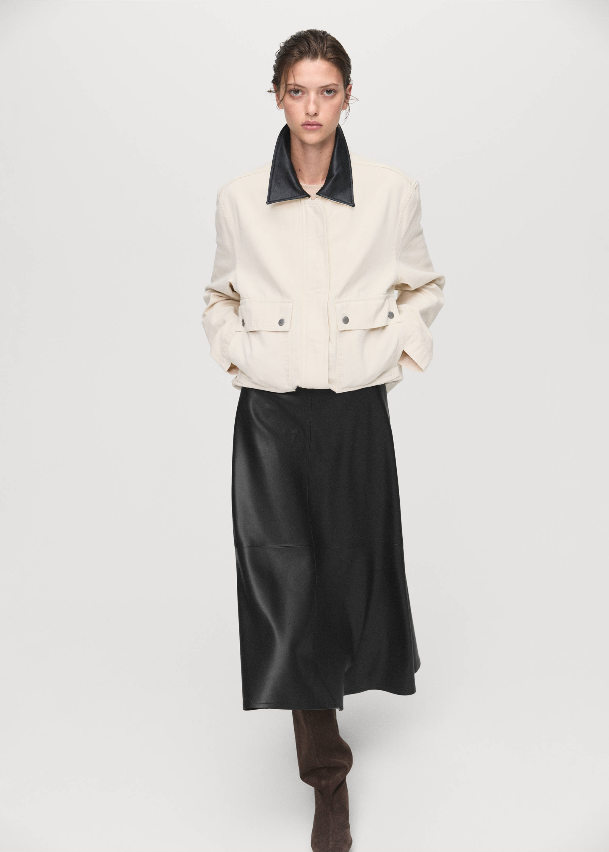 Jupe midi cuir synthétique - Détail de l'article 6, Noir. Ref: 17056723-00.