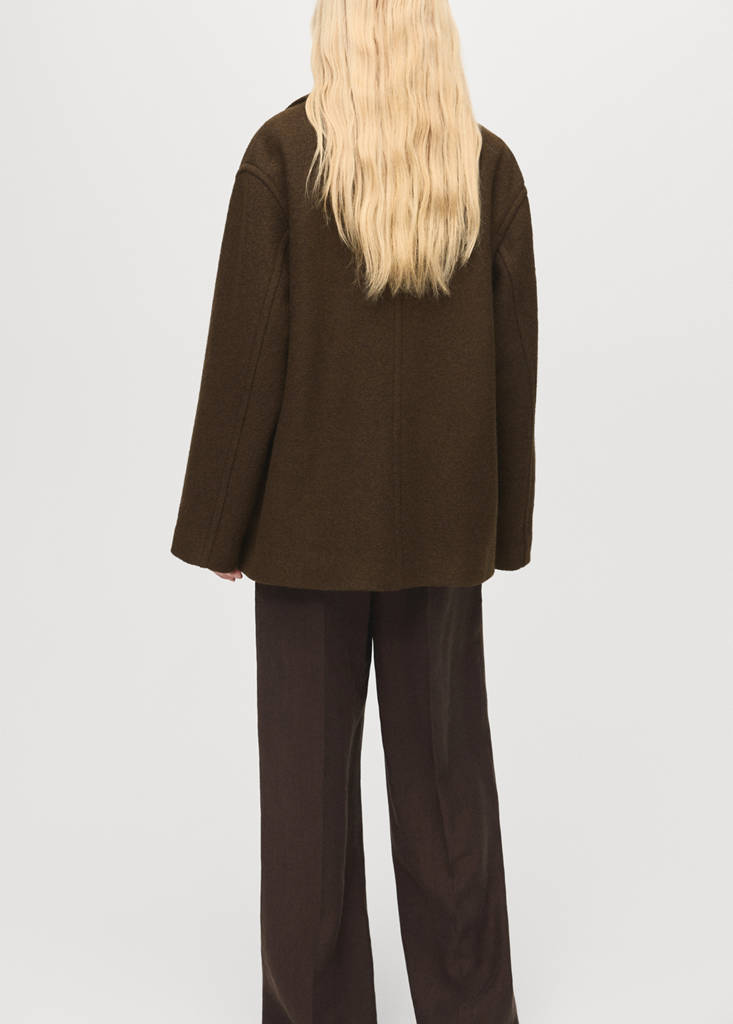 Oversized wool coat with maxi lapels — Khaki