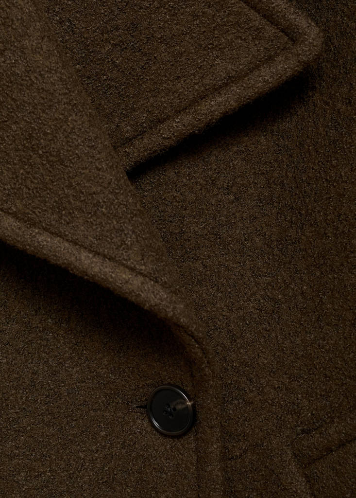 Oversized wool coat with maxi lapels — Khaki
