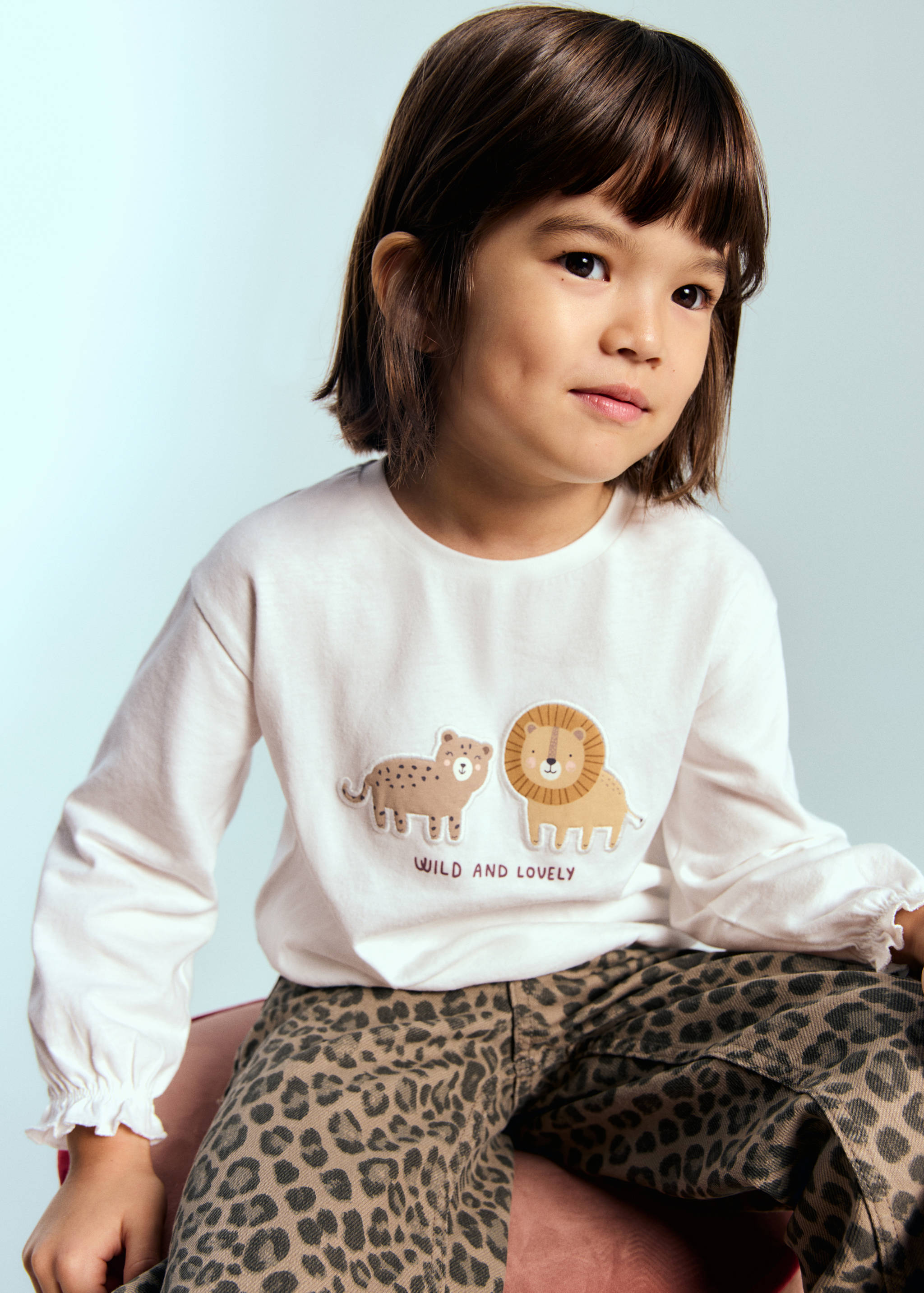 Camiseta algodón león bordado - Plano general