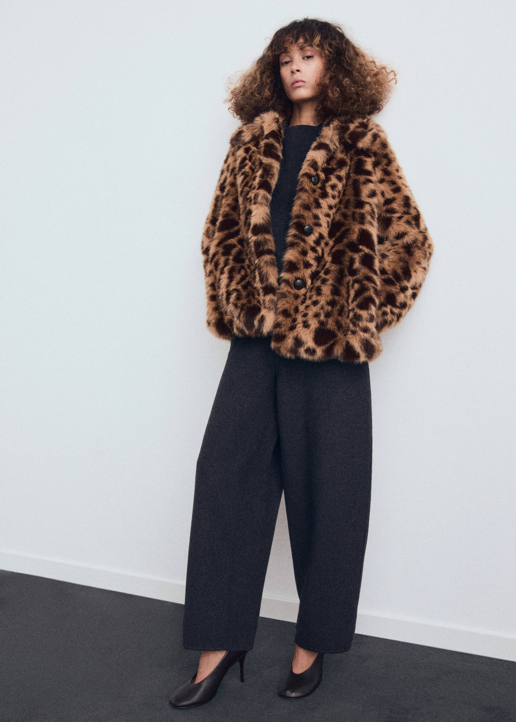 Leopard-print faux-fur coat - General plane