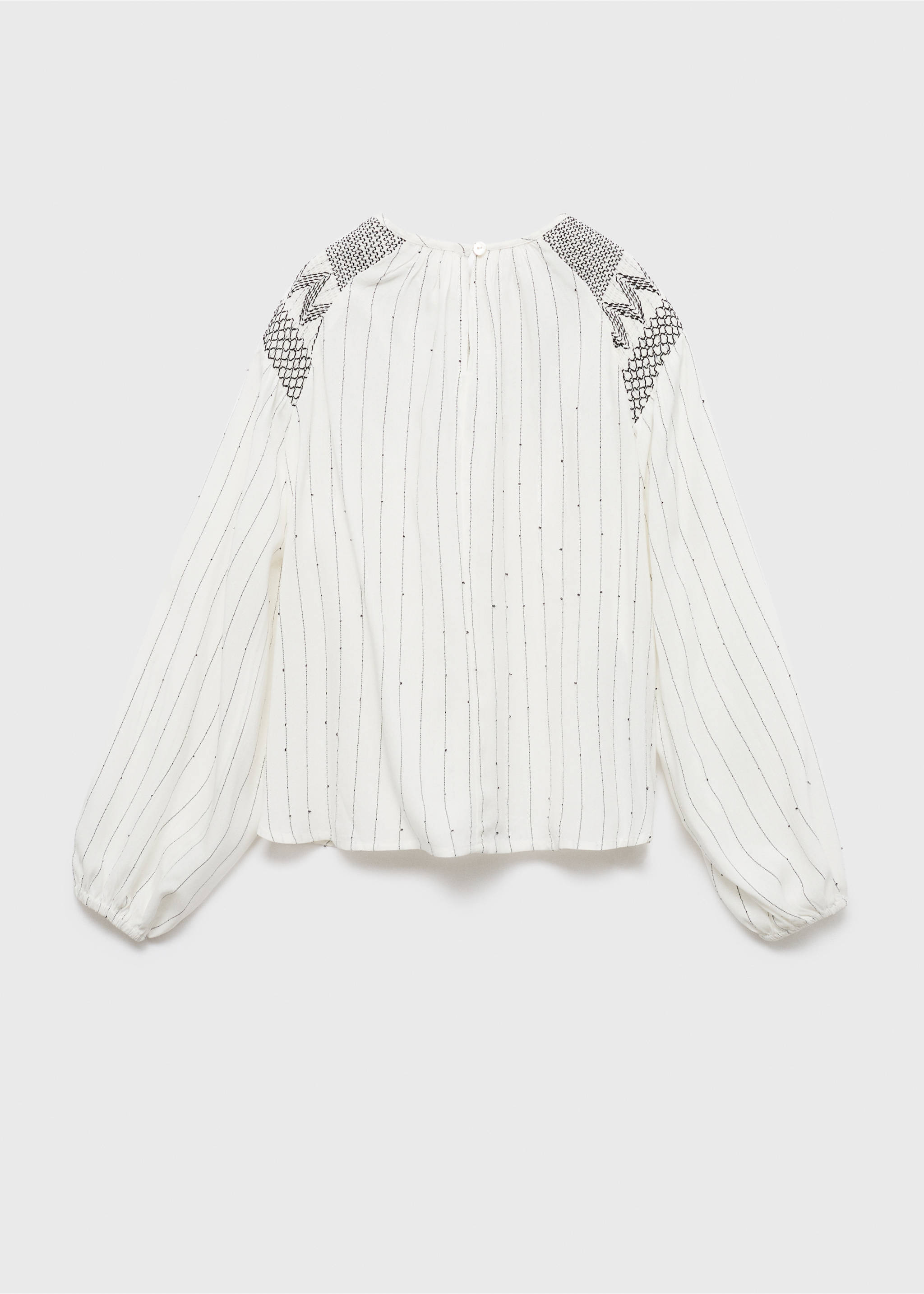 Embroidered details blouse - Reverse of the article, White. Ref: 17056738-00.