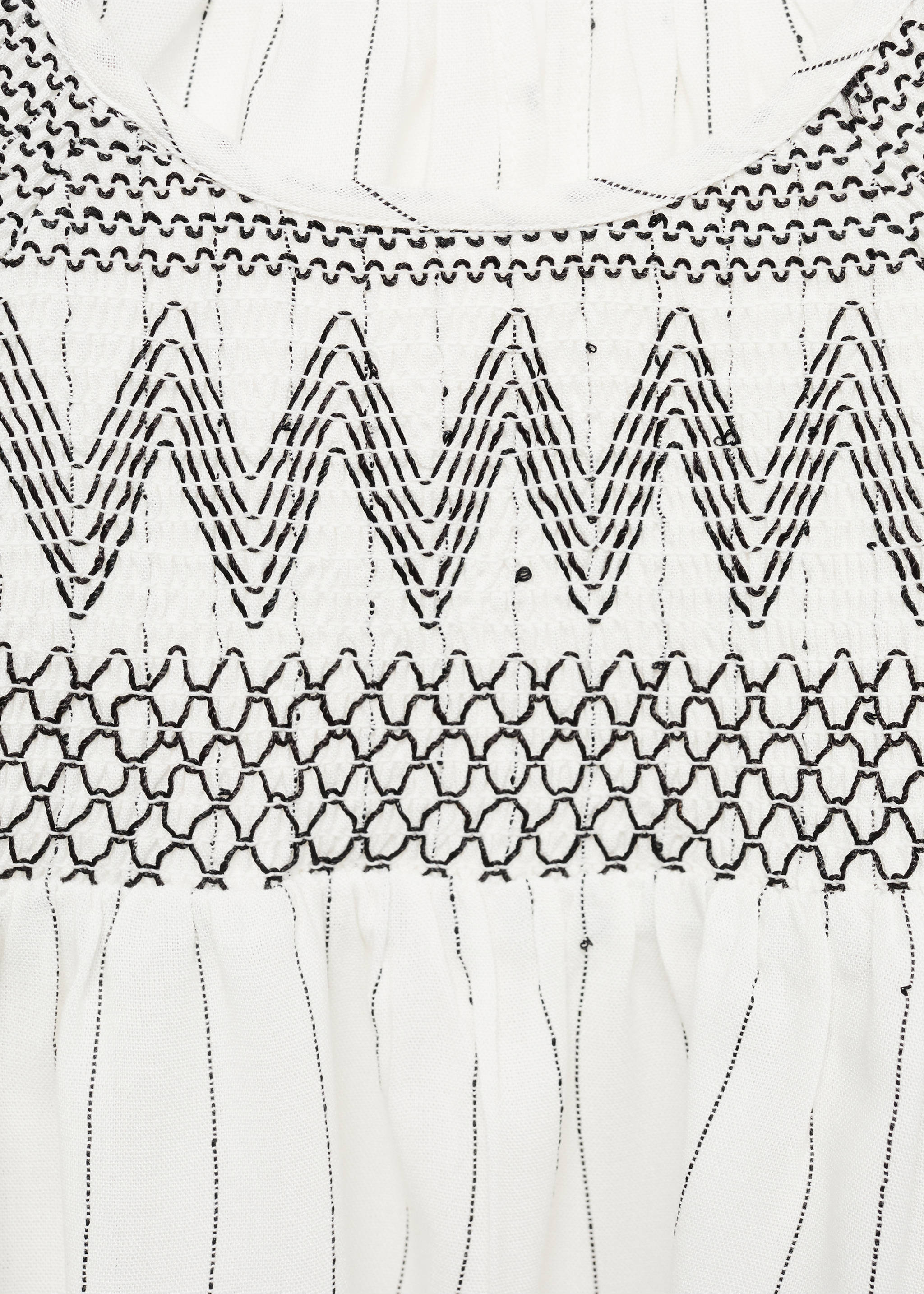 Embroidered details blouse - Details of the article 8, White. Ref: 17056738-00.