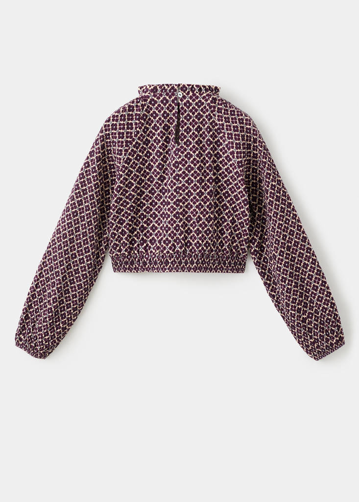 Floral cotton blouse — Burgundy