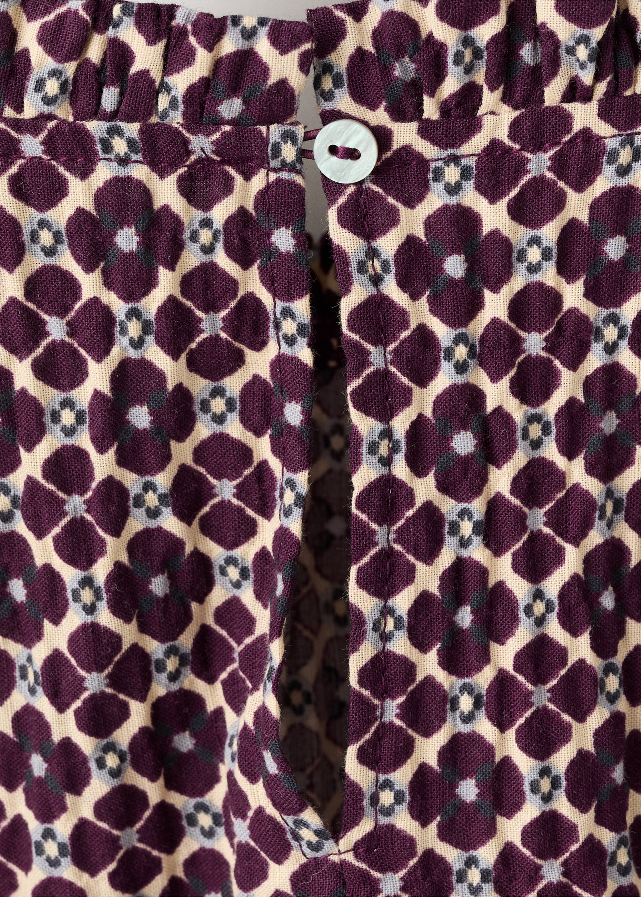 Floral cotton blouse - Details of the article 8, Burgundy. Ref: 17056739-00.