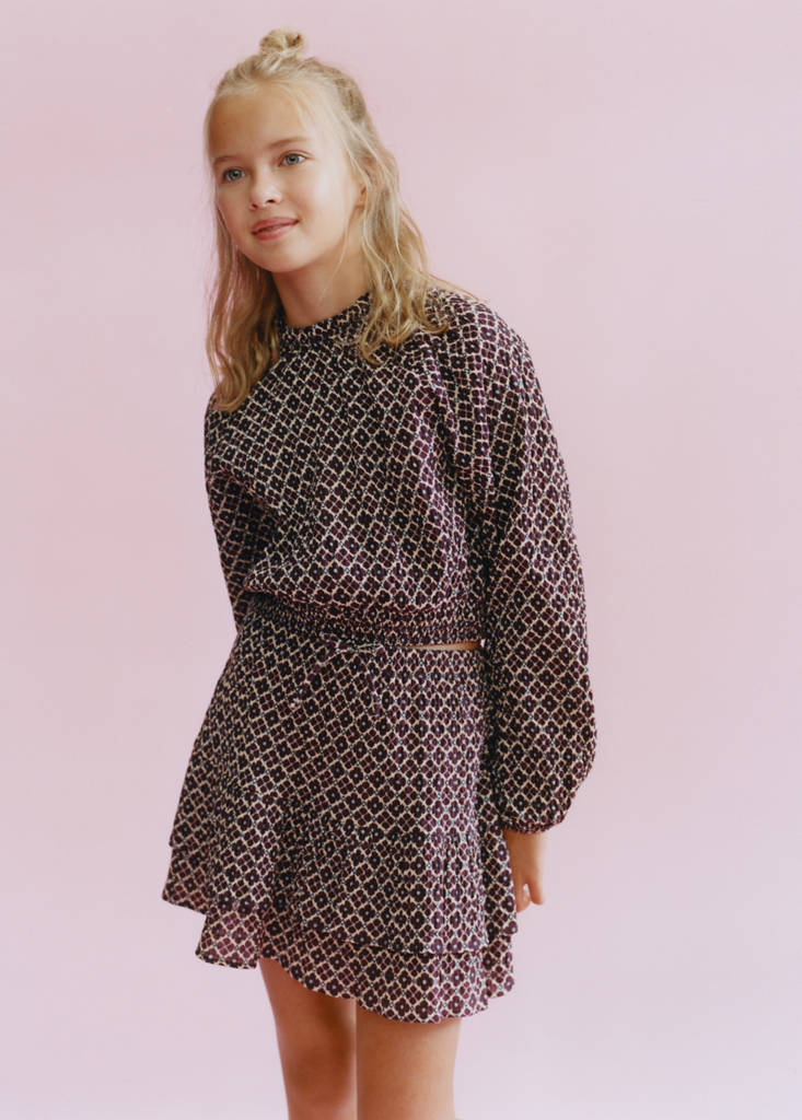 Floral cotton blouse — Burgundy