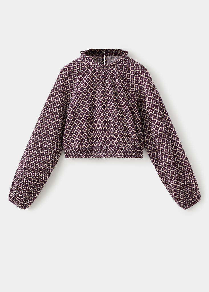 Floral cotton blouse — Burgundy