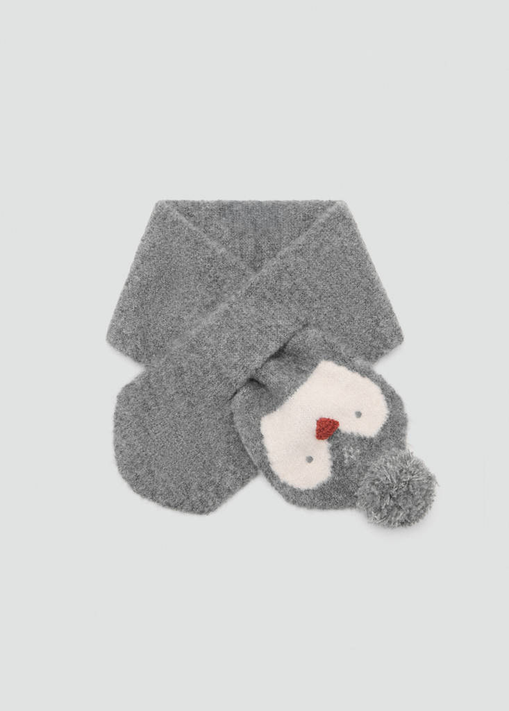 MANGO KIDS - Écharpe en maille pingouin gris - Taille unique - Bébé garçon