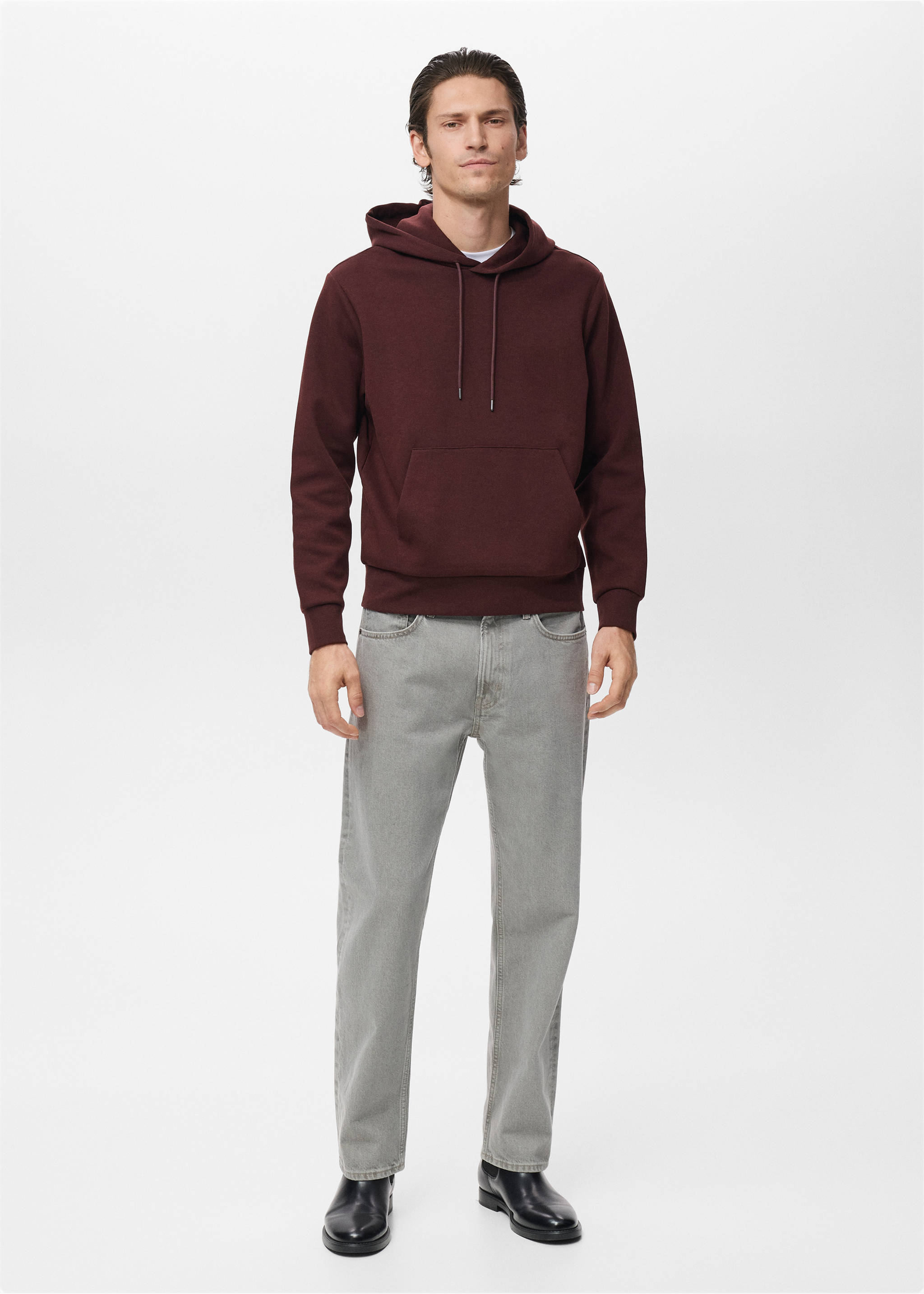 Sudadera capucha regular fit - Plano general, Vino. Ref: 17056742-00.