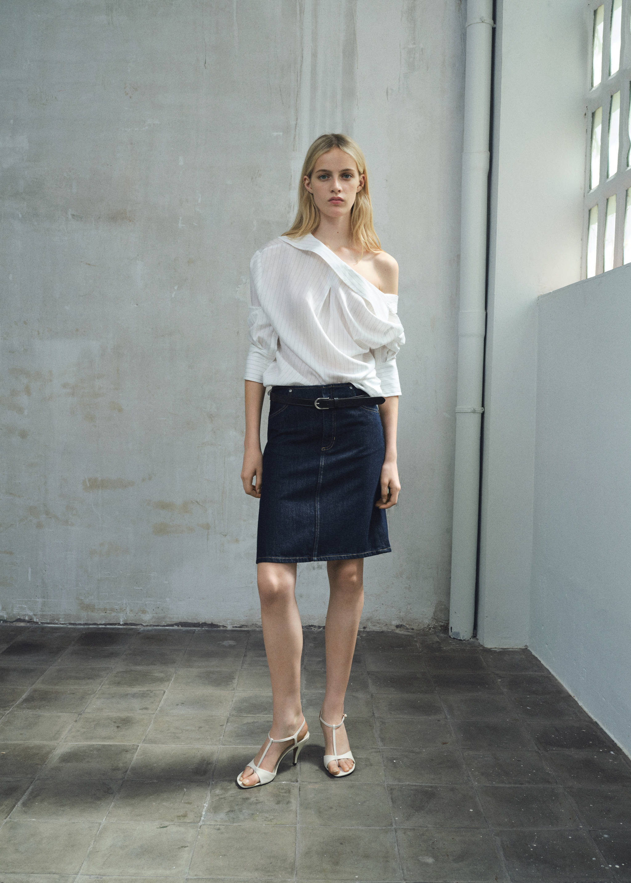 Midi denim skirt - General plane