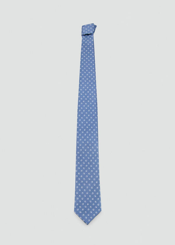 Printed silk tie — Blue