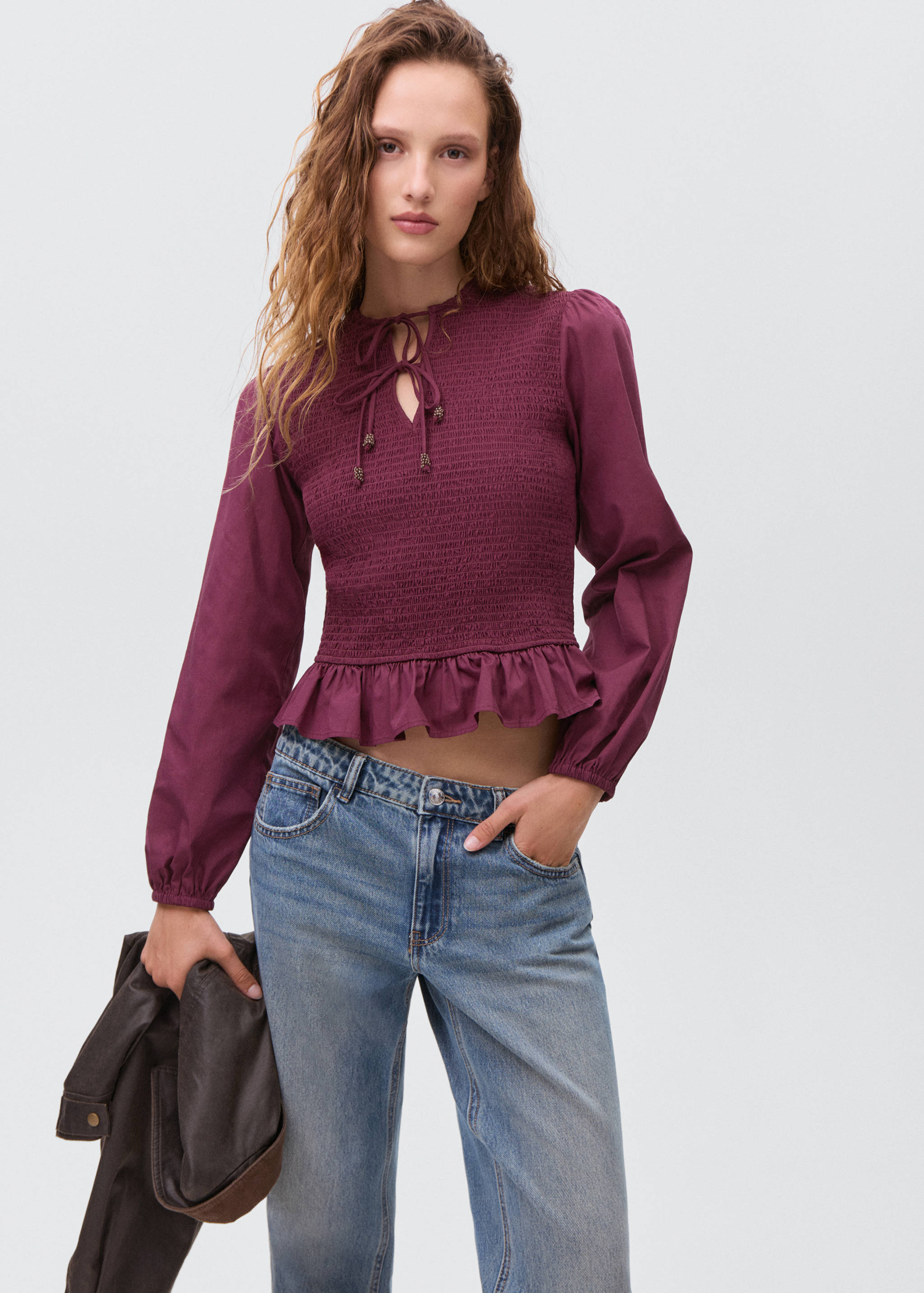 Blouse with gathered bows - Medium plane