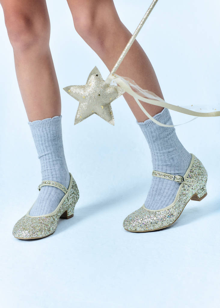 Heeled glitter shoe — Gold