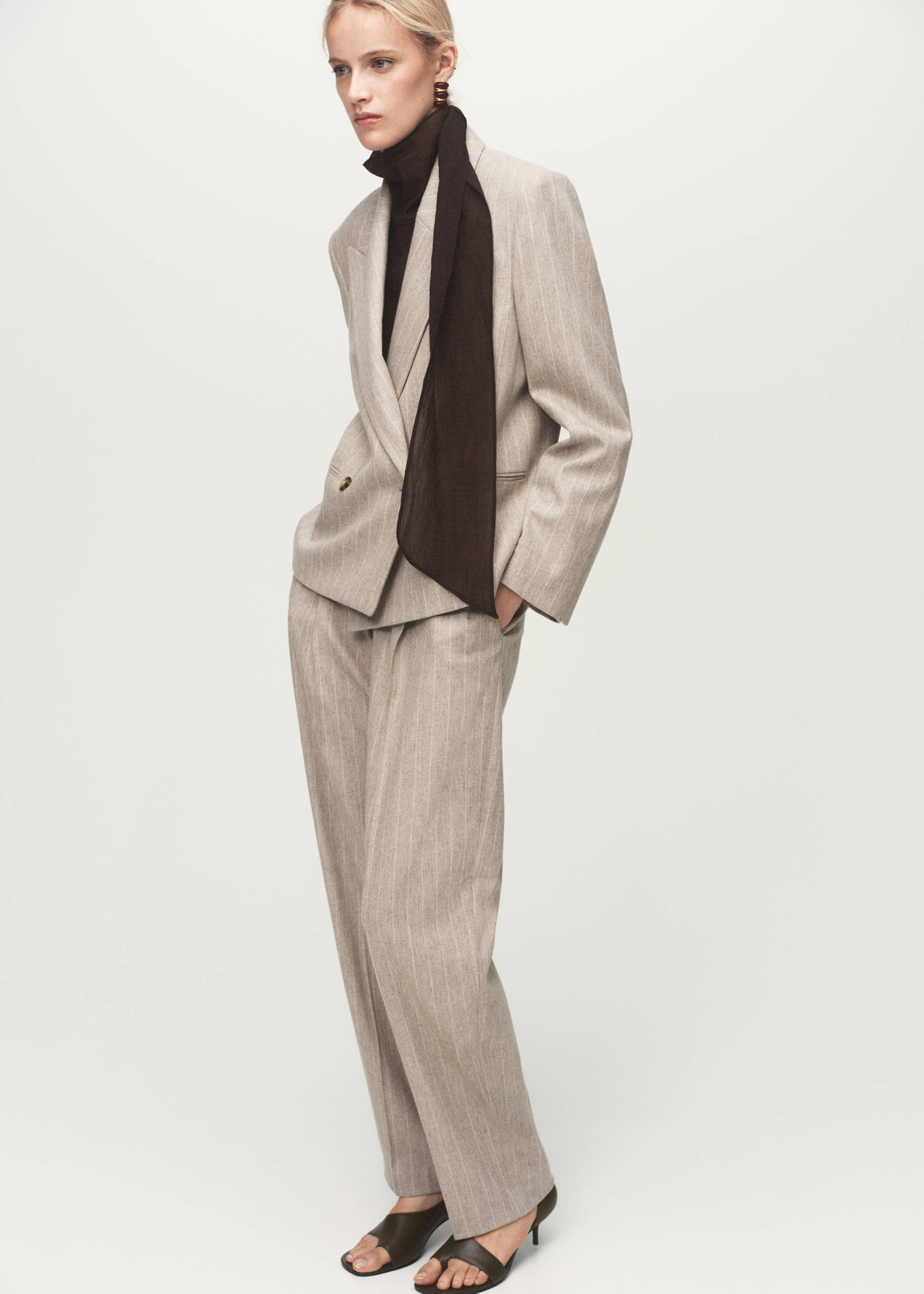 Hajszálcsíkos gyapjú öltöny nadrág - Általános sík