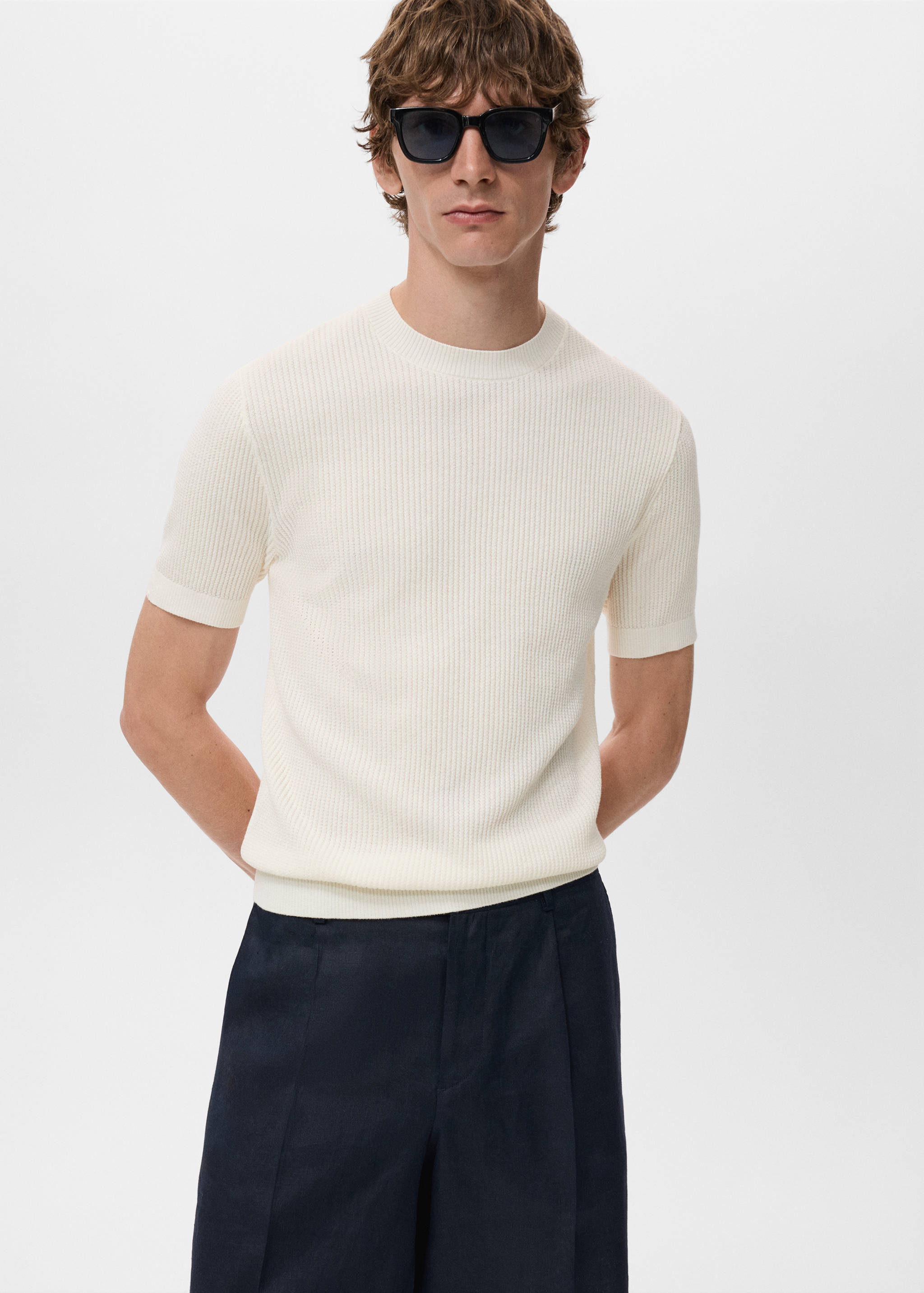 Ribbed  knit t-shirt - Medium plane