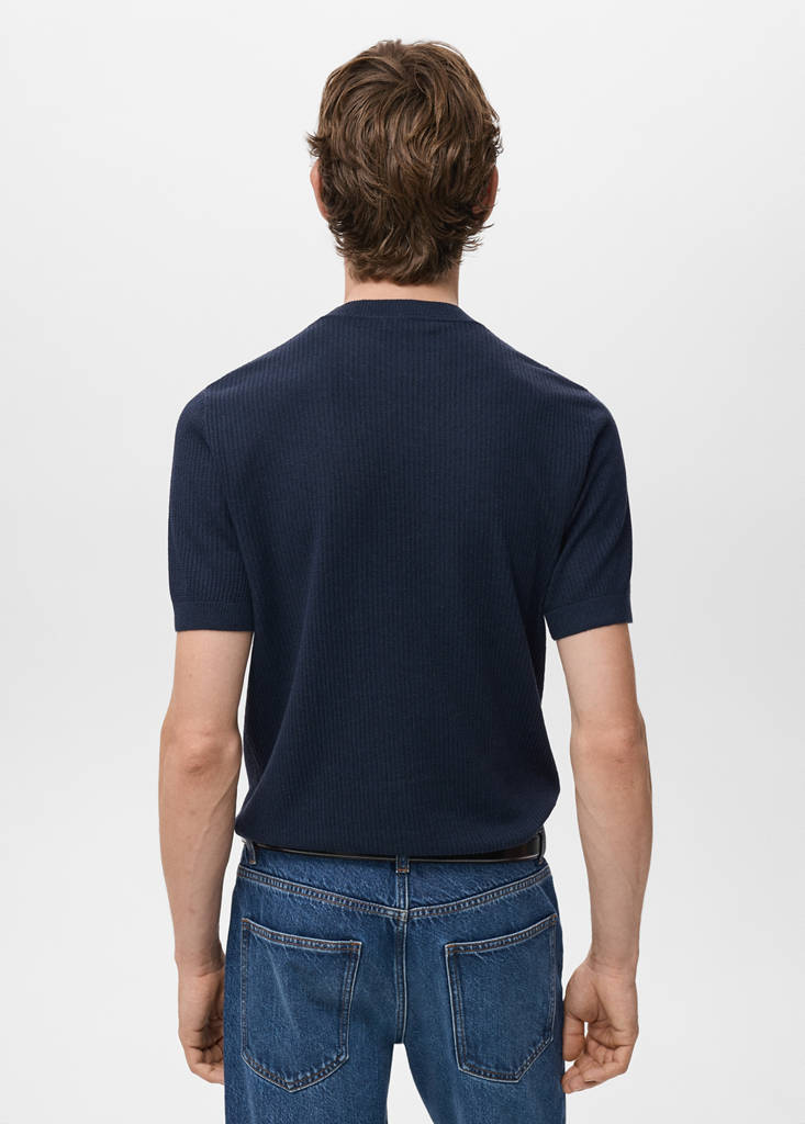 Ribbed  knit t-shirt — Navy