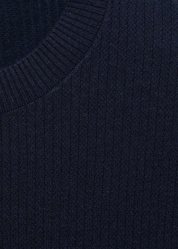 Ribbed  knit t-shirt — Navy