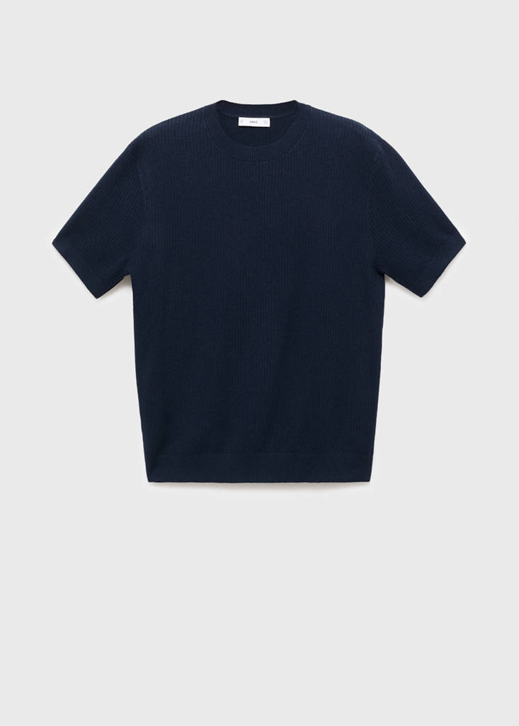Ribbed  knit t-shirt — Navy