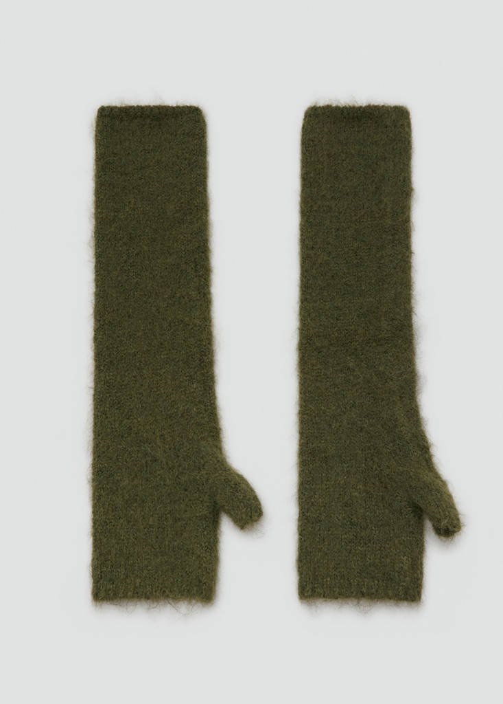 Long knitted mittens — Khaki