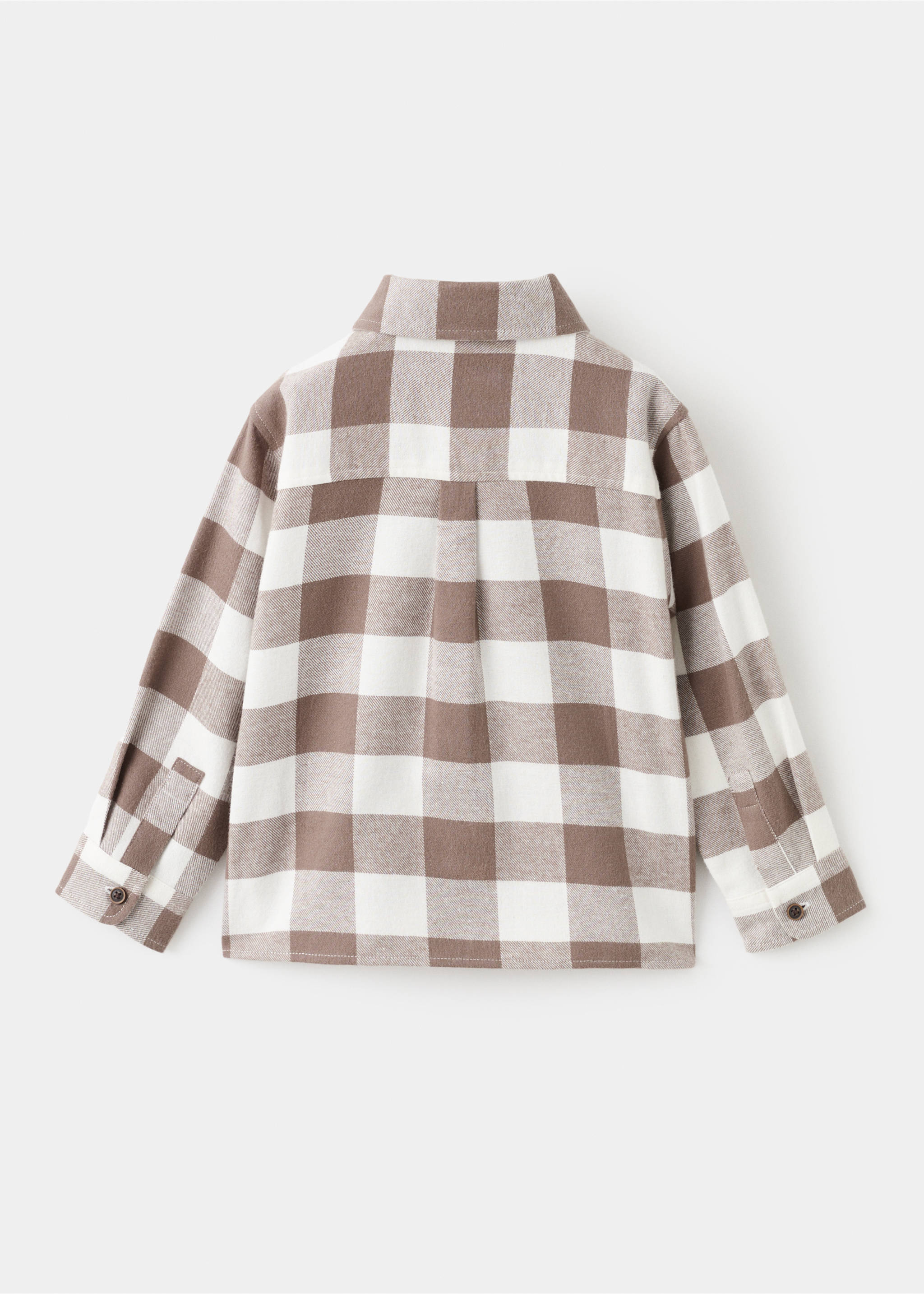 Cotton checked shirt - Reverse of the article, Medium Brown. Ref: 17057766-00.