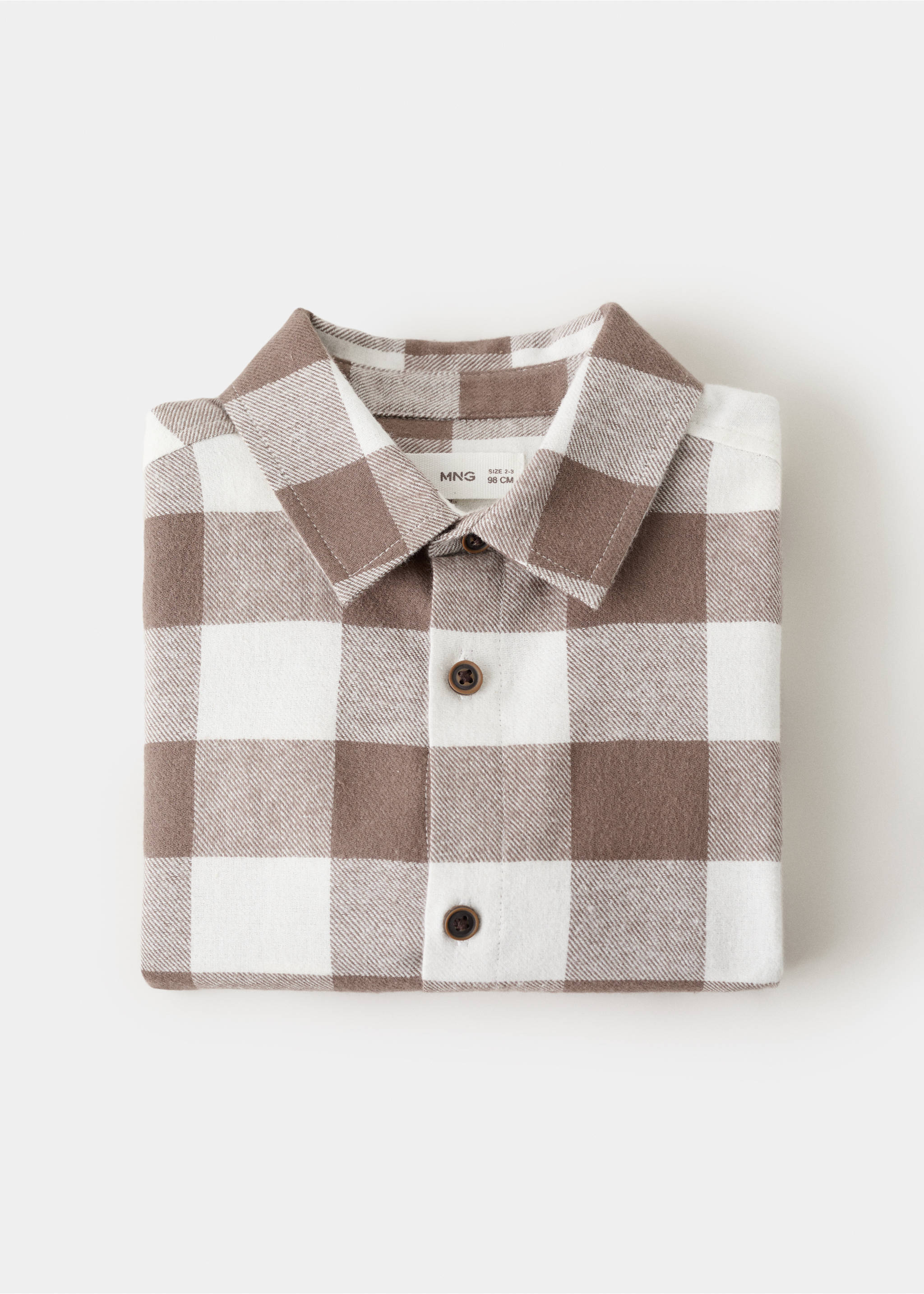 Cotton checked shirt - Details of the article 0, Medium Brown. Ref: 17057766-00.