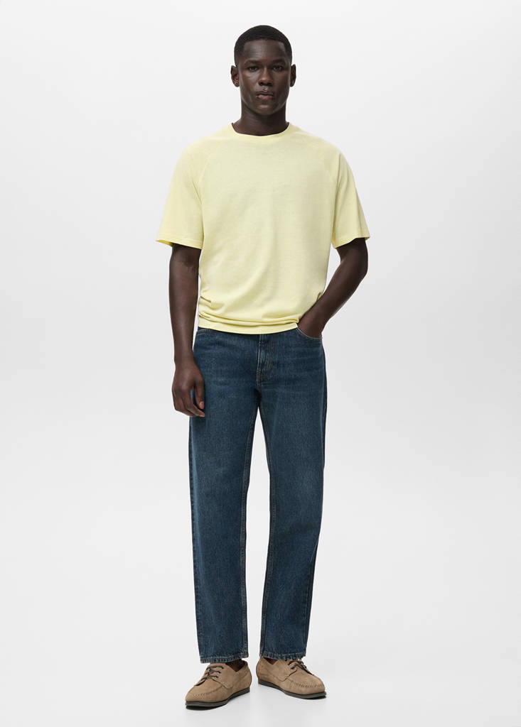 Relaxed-fit cotton-linen t-shirt — Neon Yellow