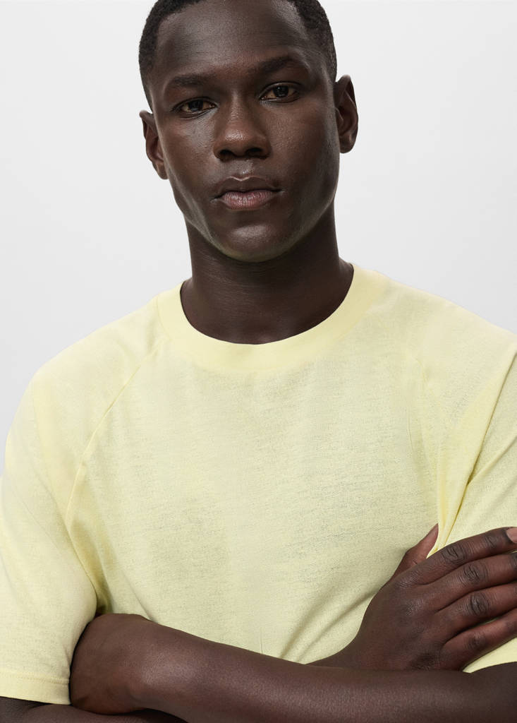 Relaxed-fit cotton-linen t-shirt — Neon Yellow