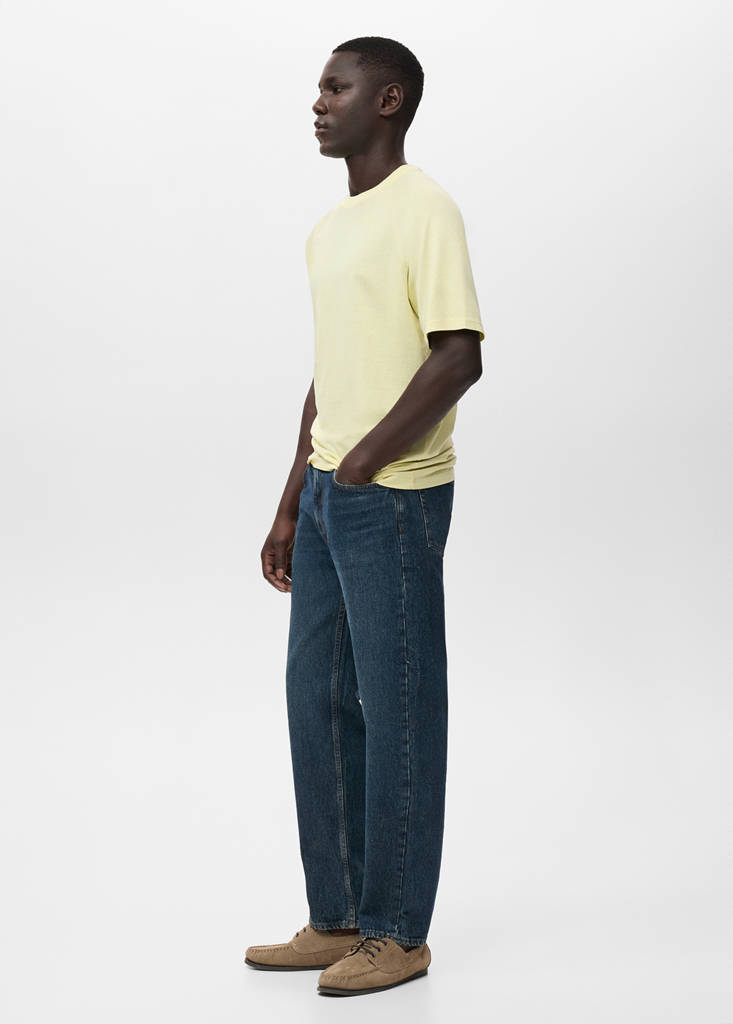 Relaxed-fit cotton-linen t-shirt — Neon Yellow