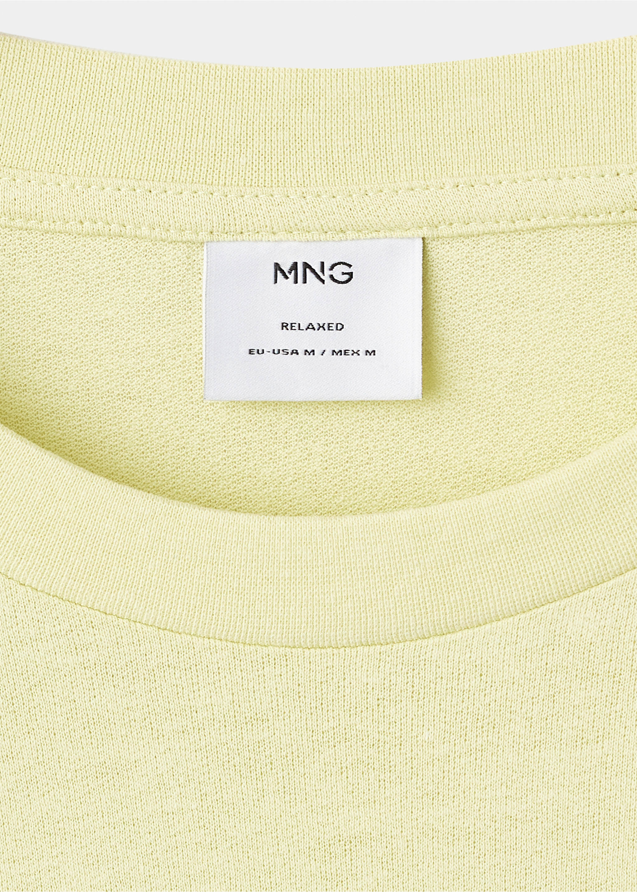 Camiseta algodón lino relaxed fit - Detalle del artículo 8, Amarillo flúor. Ref: 17057767-00.