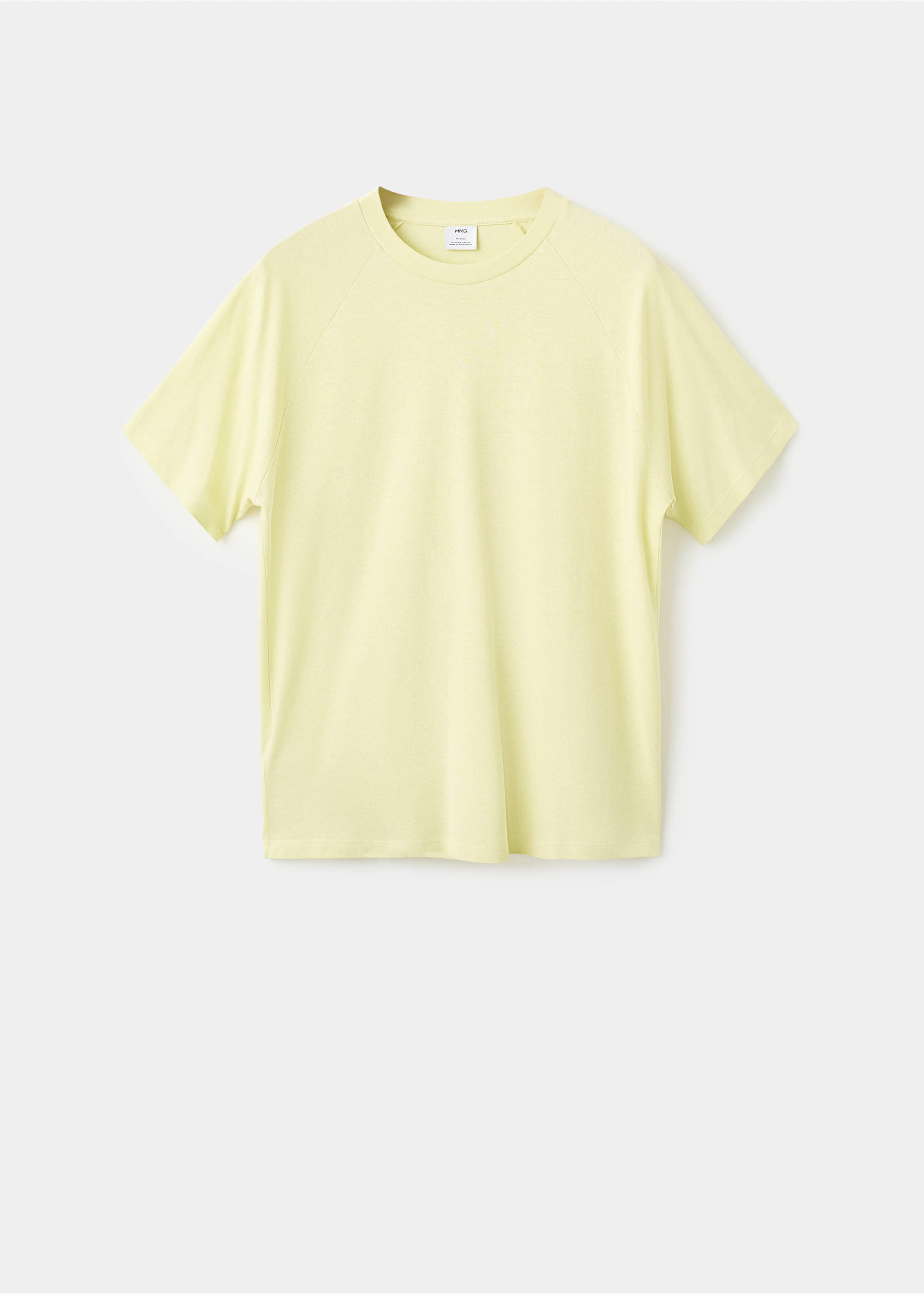 Camiseta algodón lino relaxed fit - Artículo sin modelo, Amarillo flúor. Ref: 17057767-00.