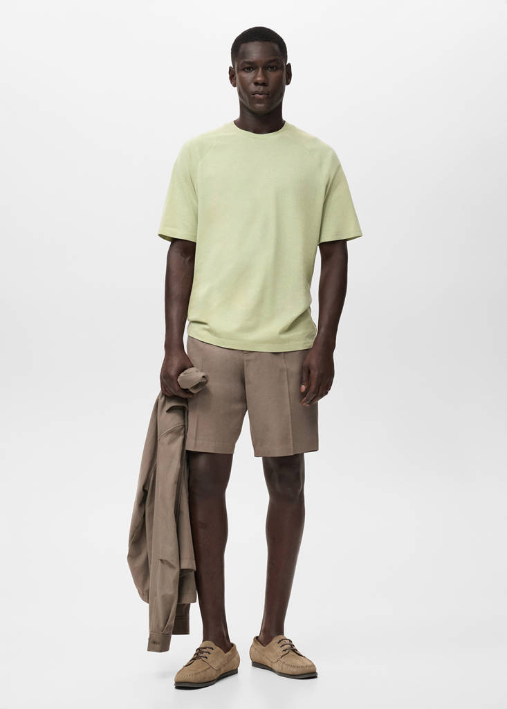 Relaxed-fit cotton-linen t-shirt — Green Apple