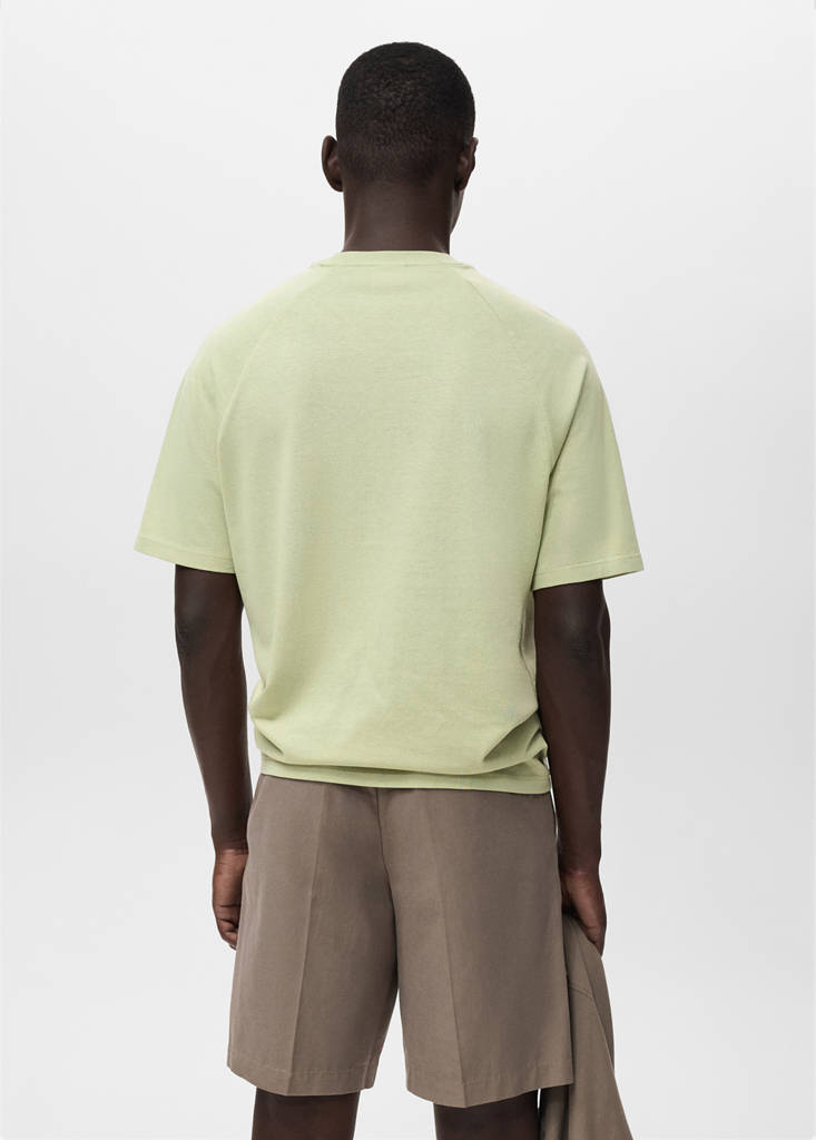 Relaxed-fit cotton-linen t-shirt — Green Apple