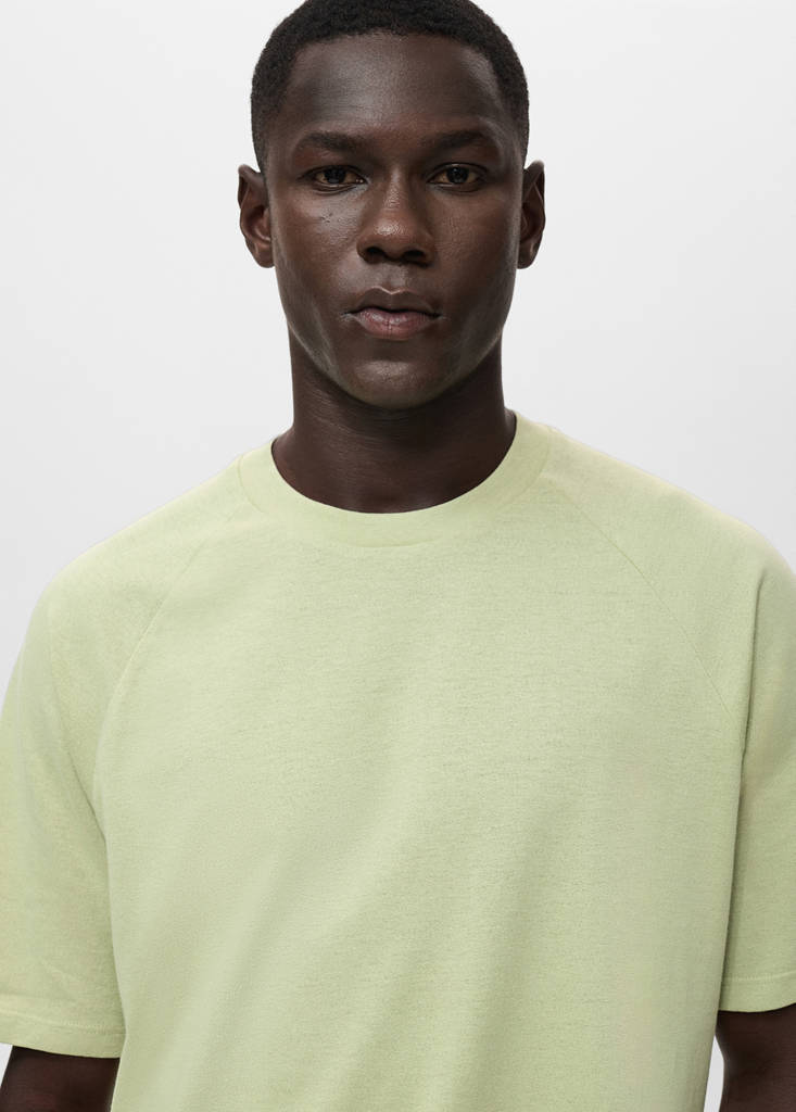 Relaxed-fit cotton-linen t-shirt — Green Apple