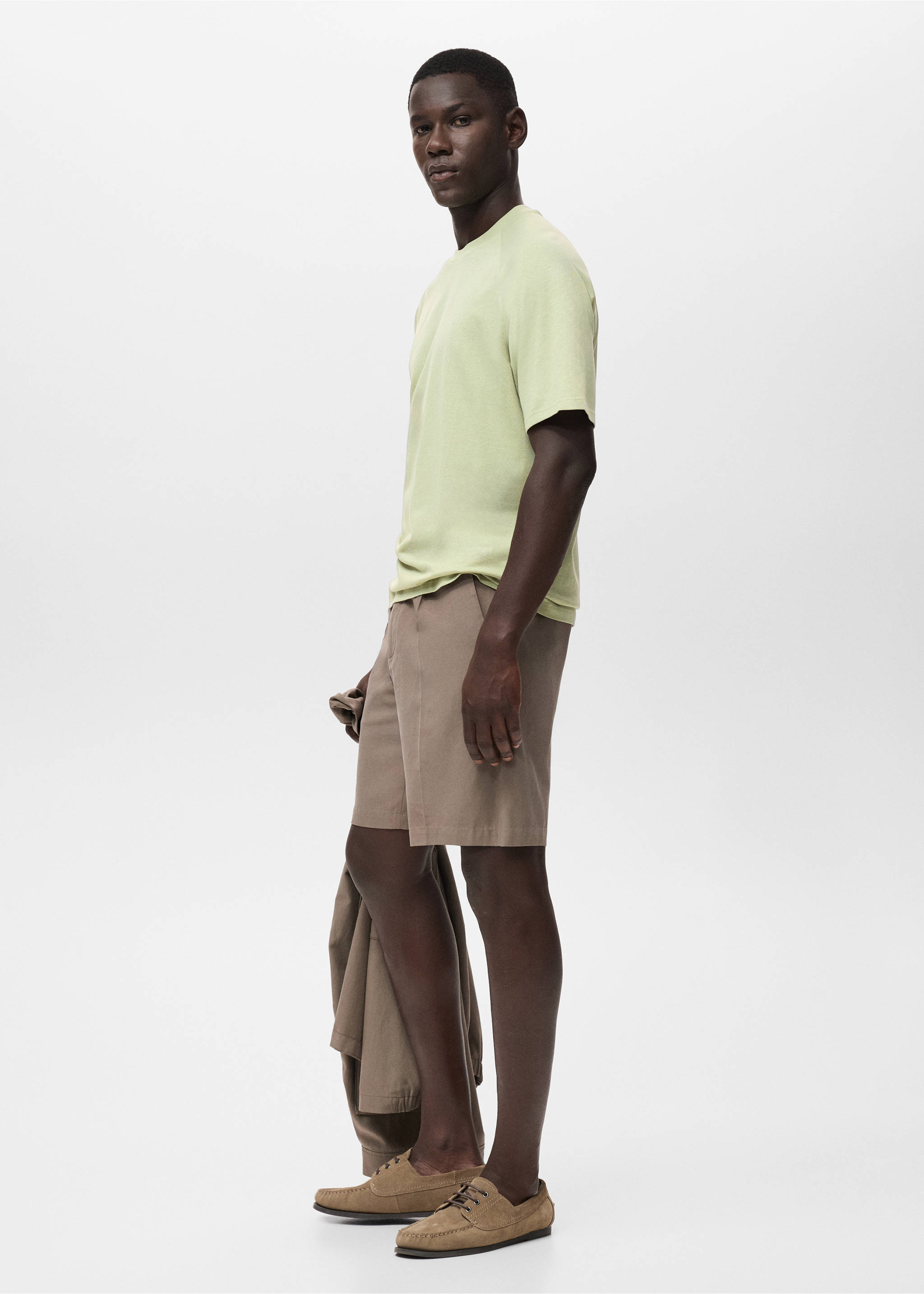 Camiseta algodón lino relaxed fit - Detalle del artículo 2, Verde manzana. Ref: 17057767-00.