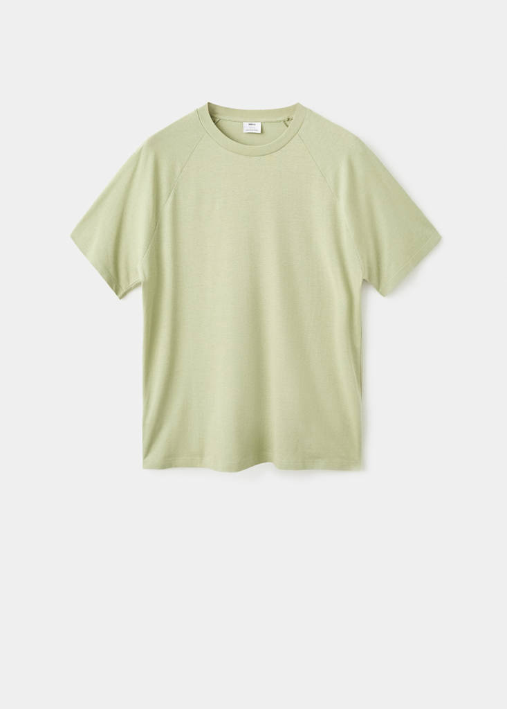 Relaxed-fit cotton-linen t-shirt — Green Apple