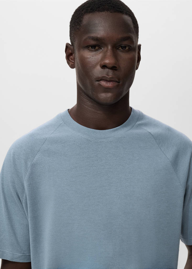Relaxed-fit cotton-linen t-shirt — Indigo Blue