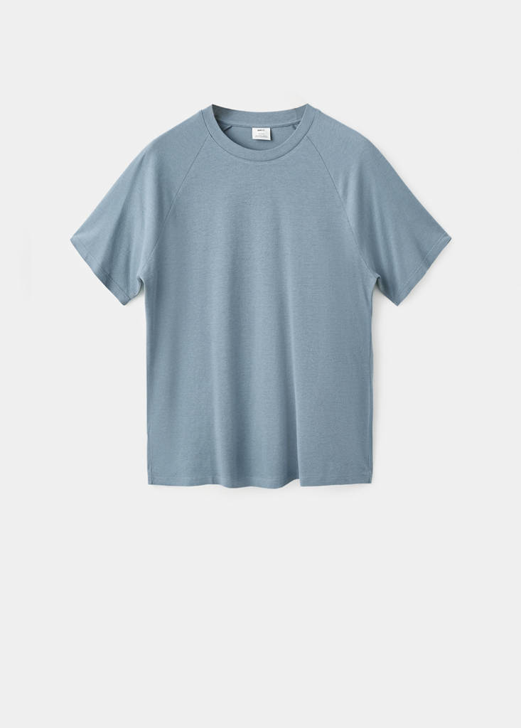 Relaxed-fit cotton-linen t-shirt — Indigo Blue