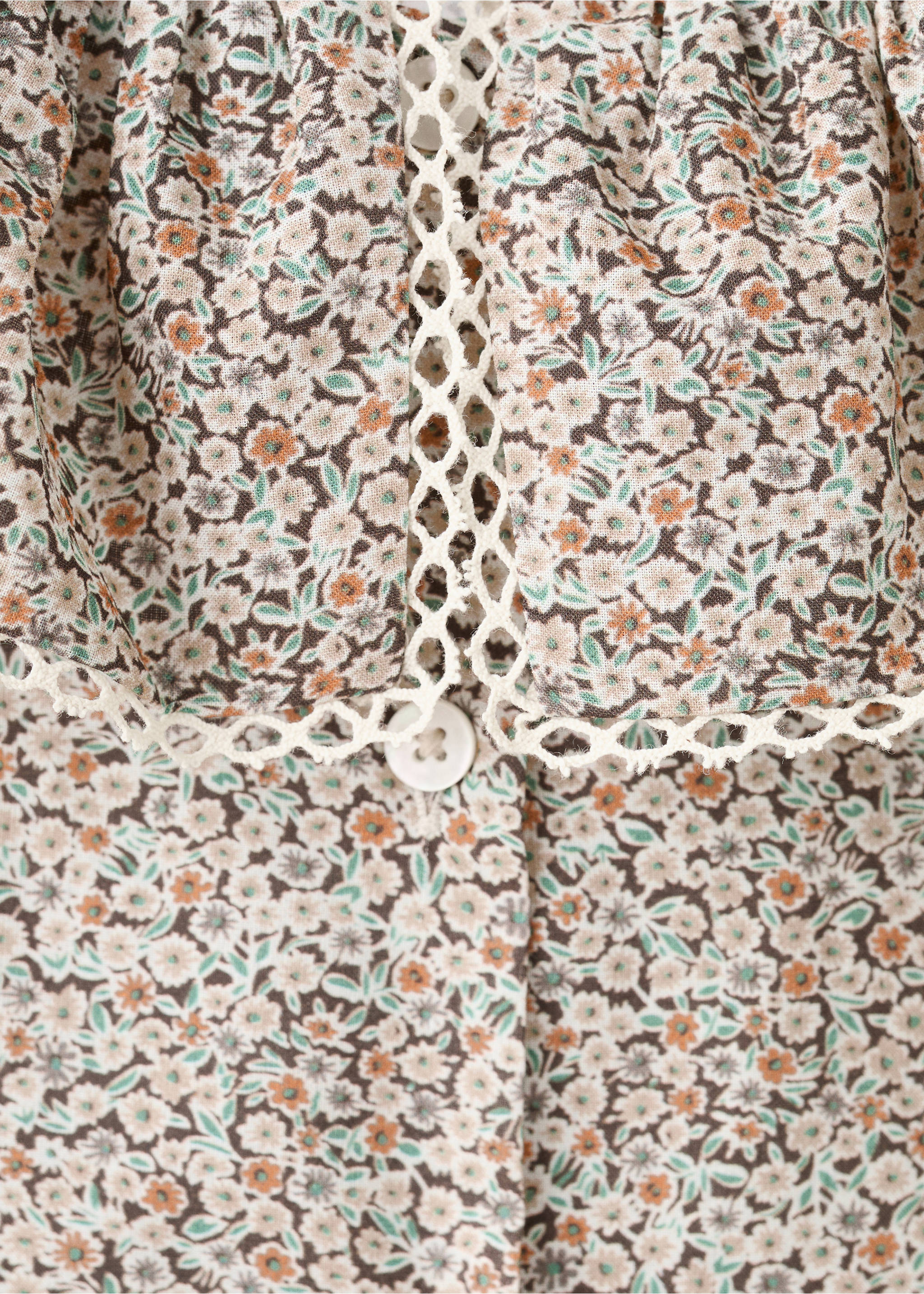 Blouse en coton à fleurs - Détail de l'article 8, Vert. Ref: 17057770-00.