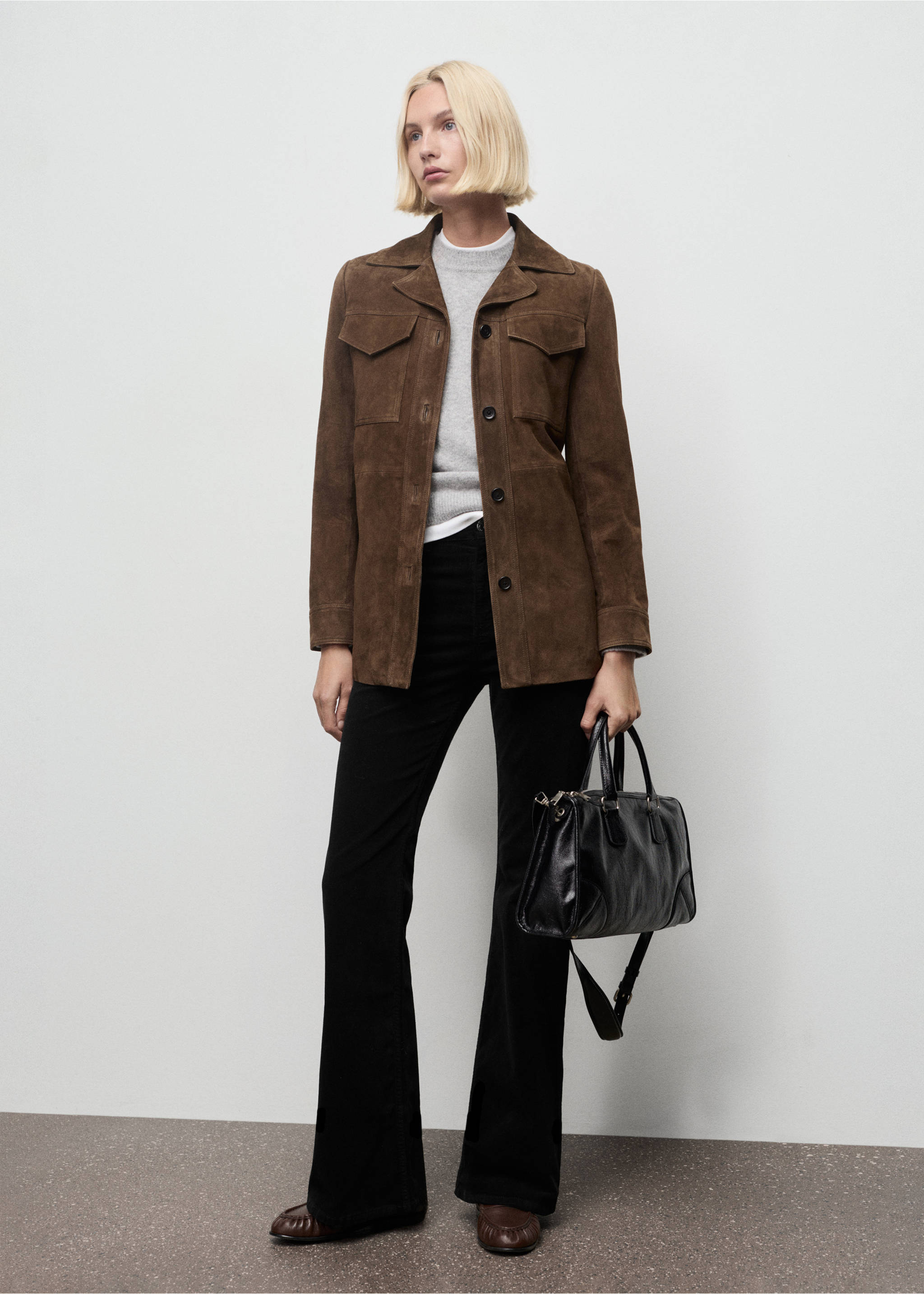 Velvet flared jeans - General plane, Black. Ref: 17057781-00.