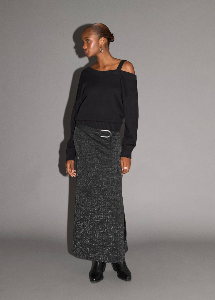 Long lurex skirt — Black
