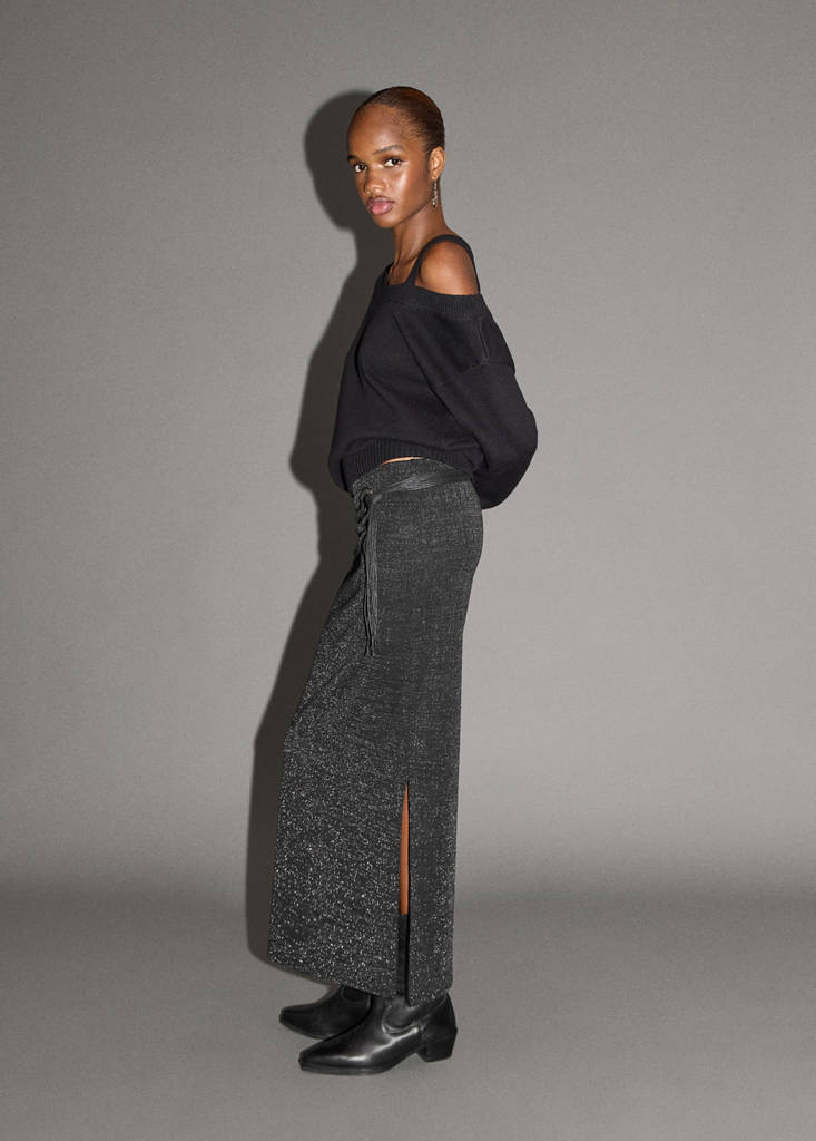 Long lurex skirt — Black