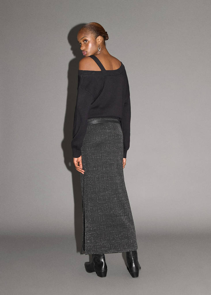 Long lurex skirt — Black