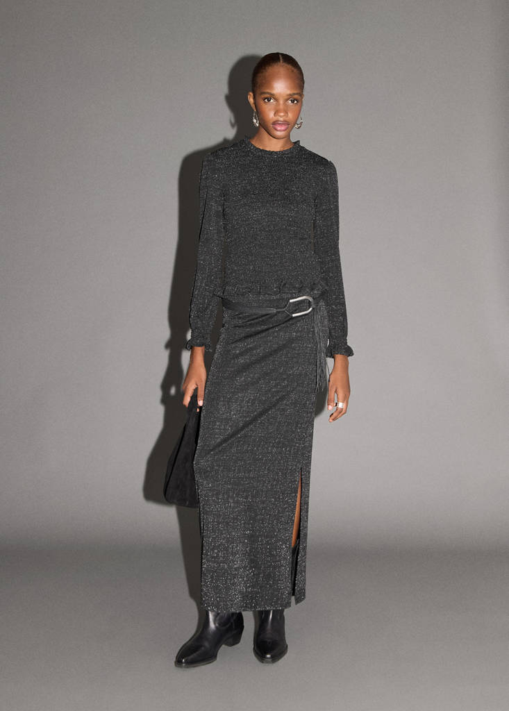 Long lurex skirt — Black